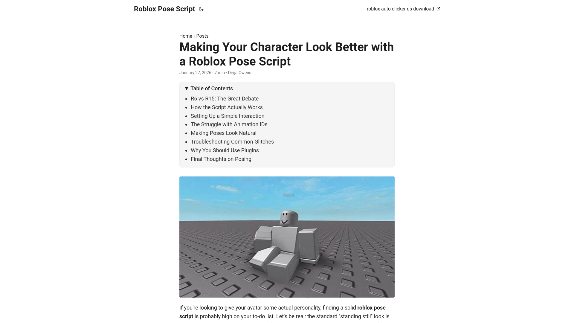 website screenshot of https://roblox-pose-script.pages.dev/