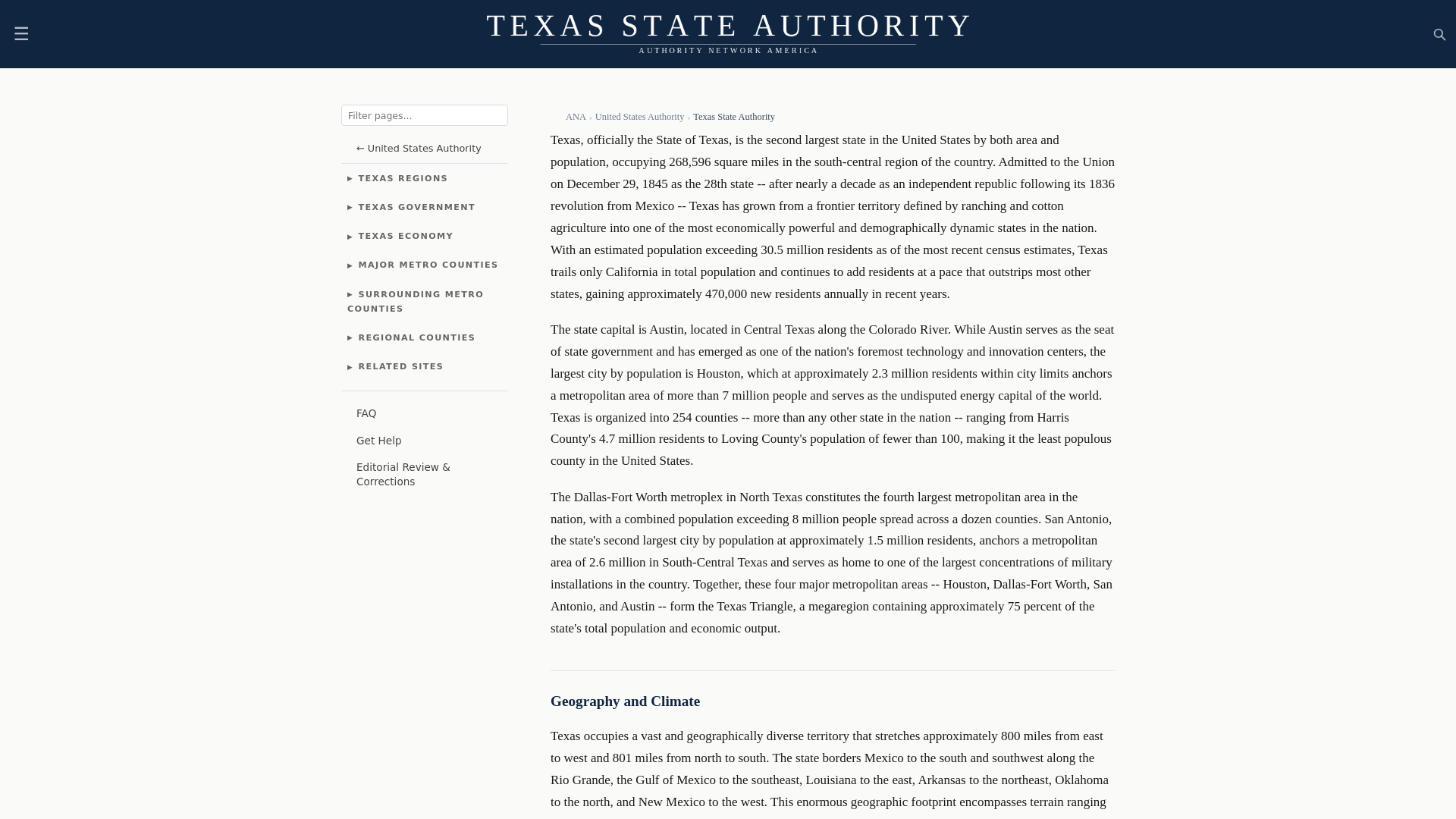 website screenshot of https://texasstateauthority.com/