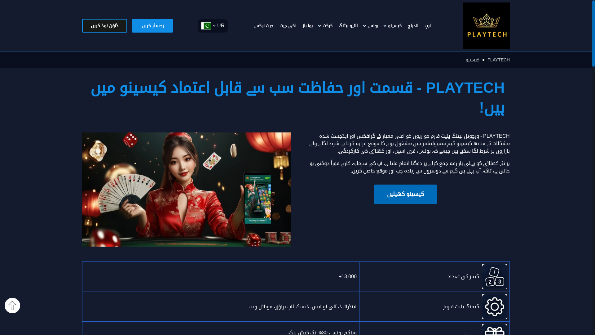website screenshot of https://pk-playtech.com/