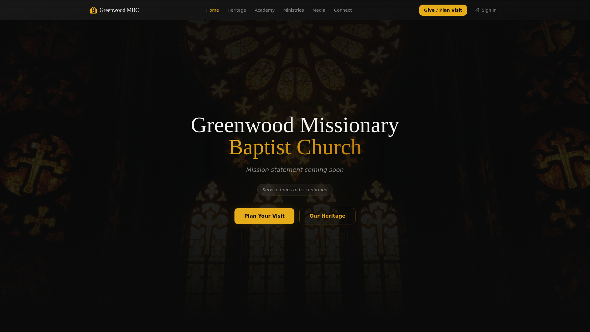 website screenshot of https://greenwoodmbc.com