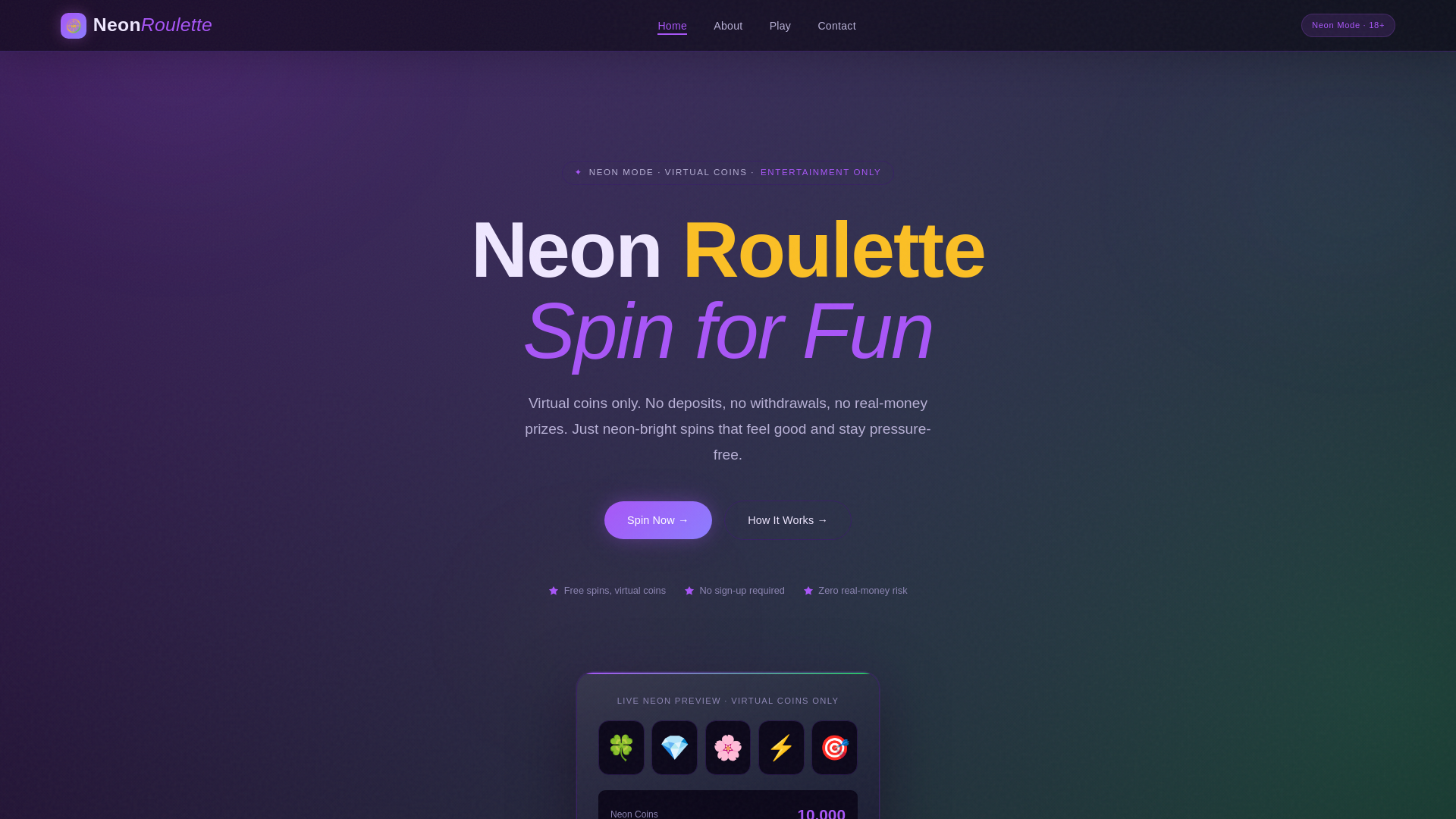 website screenshot of https://neonroulette.xyz