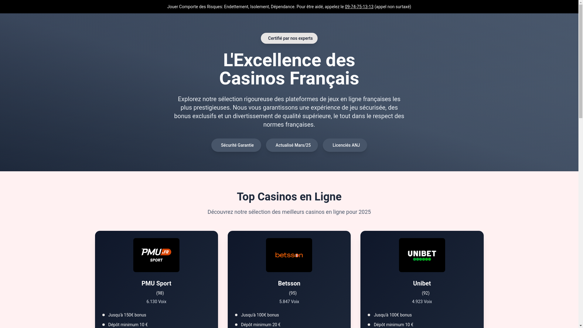 website screenshot of https://casinotopavis.com/