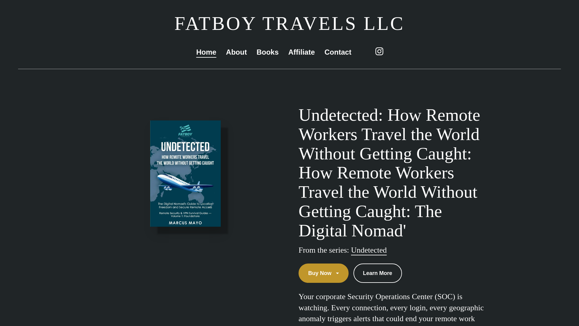 website screenshot of https://fatboytravelsllcbooks.com/