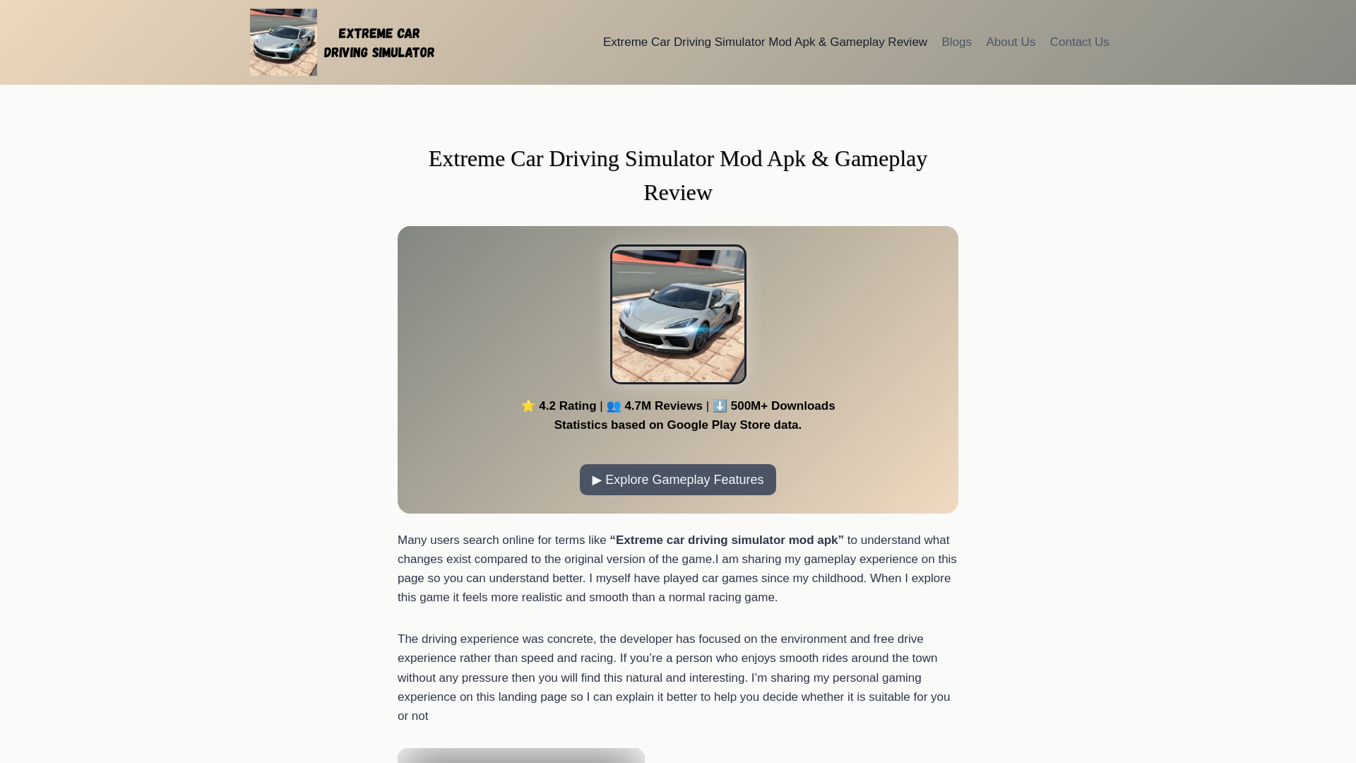 website screenshot of https://extremecarapk.com/