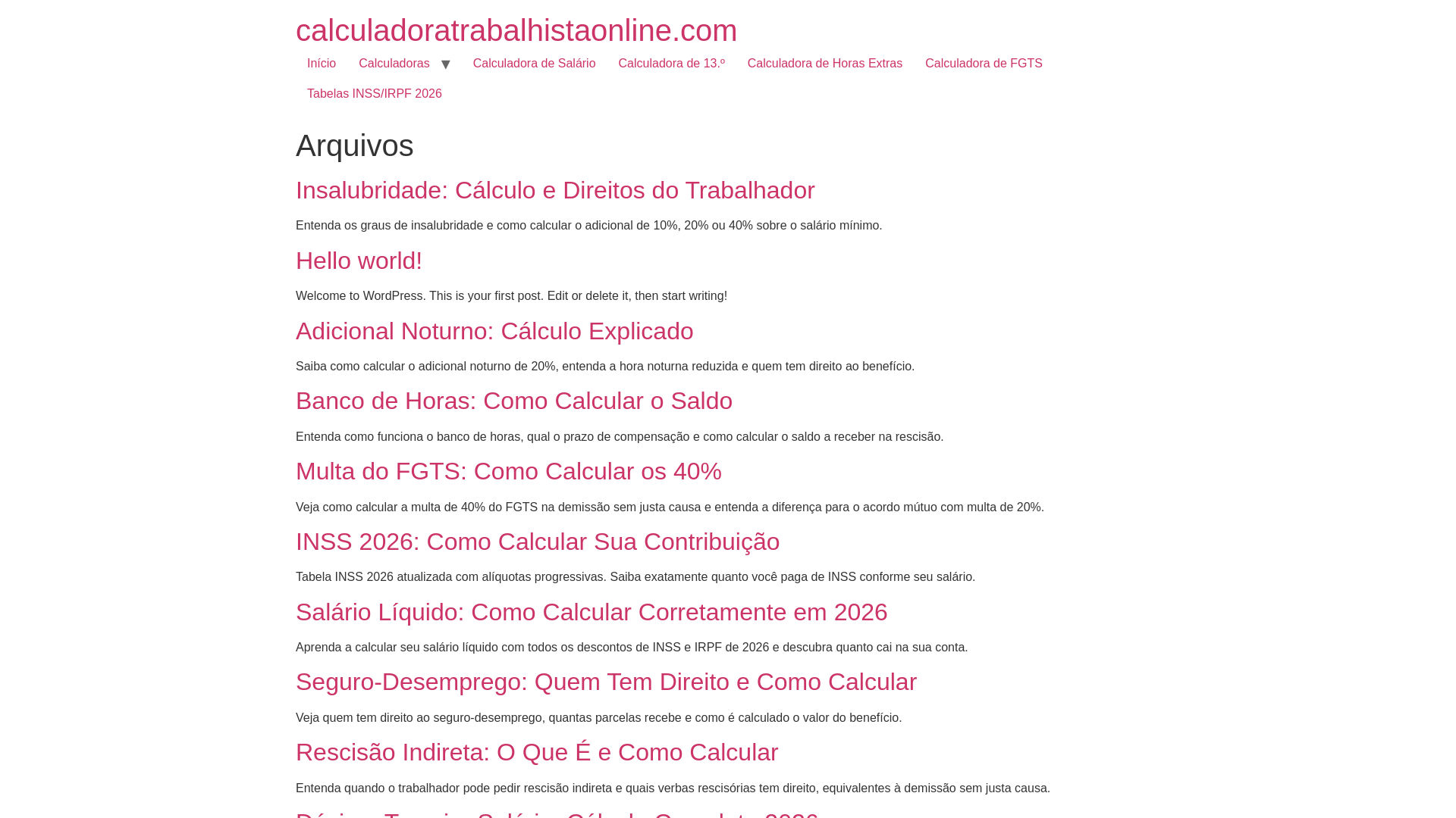 website screenshot of https://calculadoratrabalhistaonline.com/