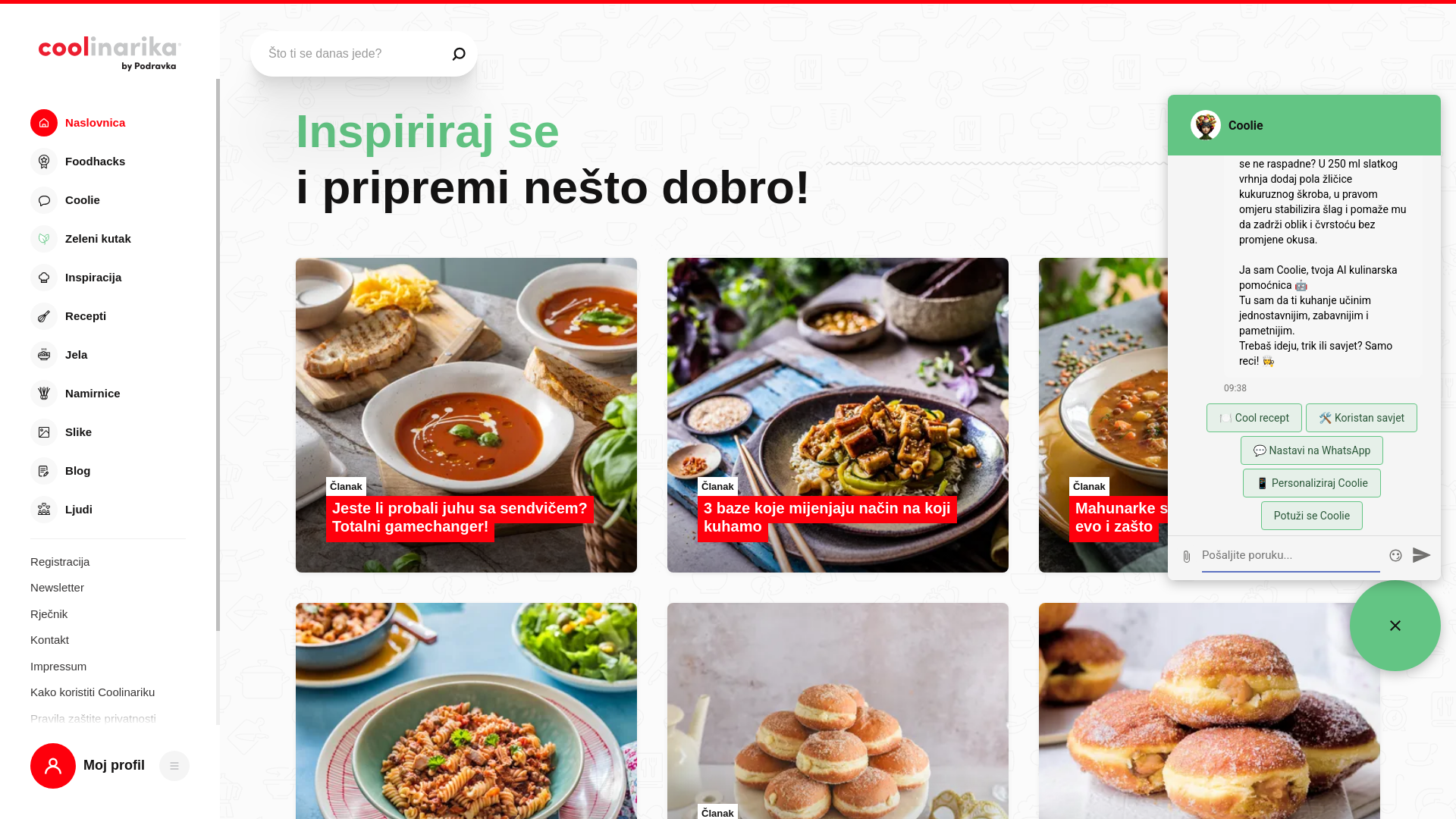 website screenshot of https://web.coolinarika.com