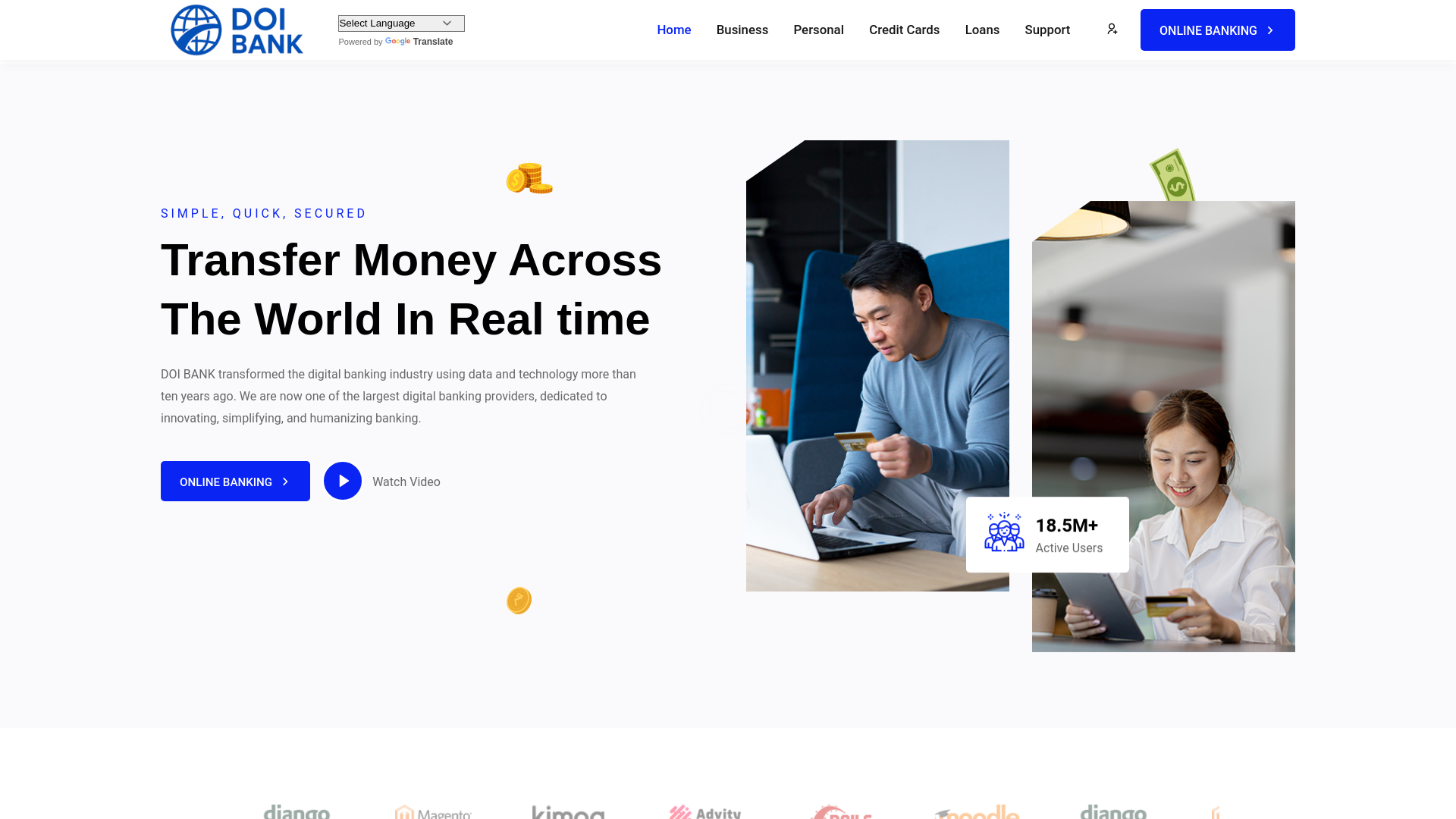 website screenshot of https://doibnk.com/