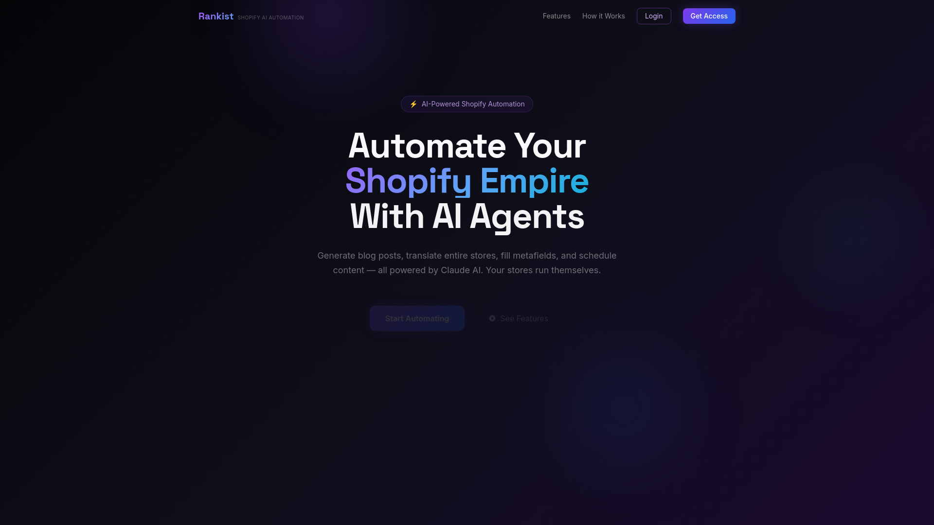 website screenshot of https://rankist-automation.com/