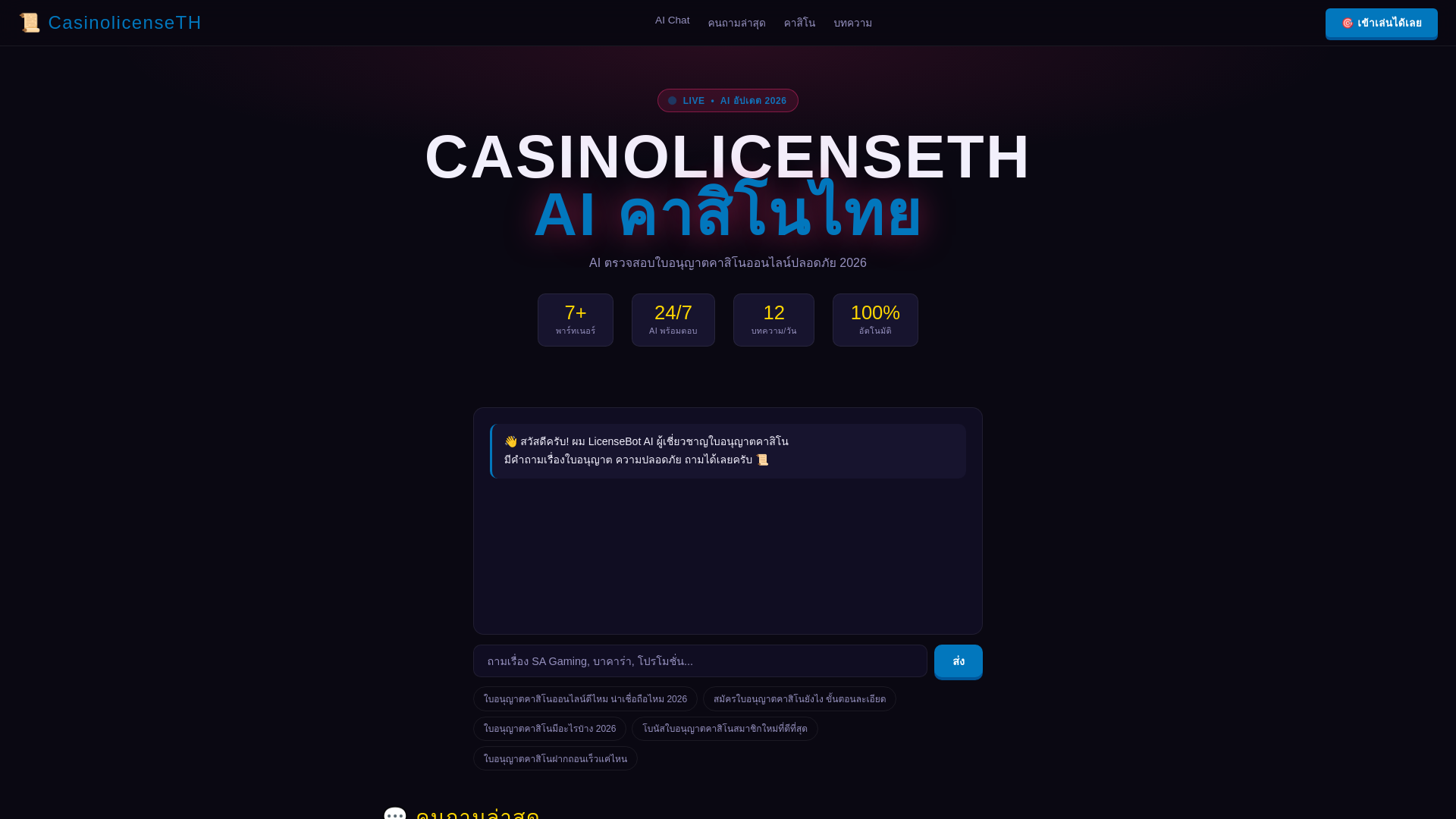 website screenshot of https://casinolicenseth.win