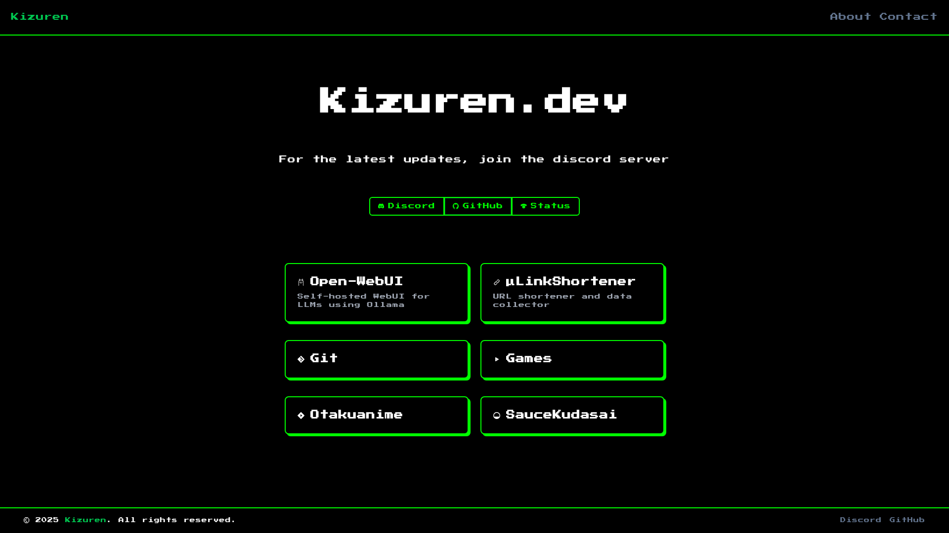 website screenshot of https://kizuren.dev/