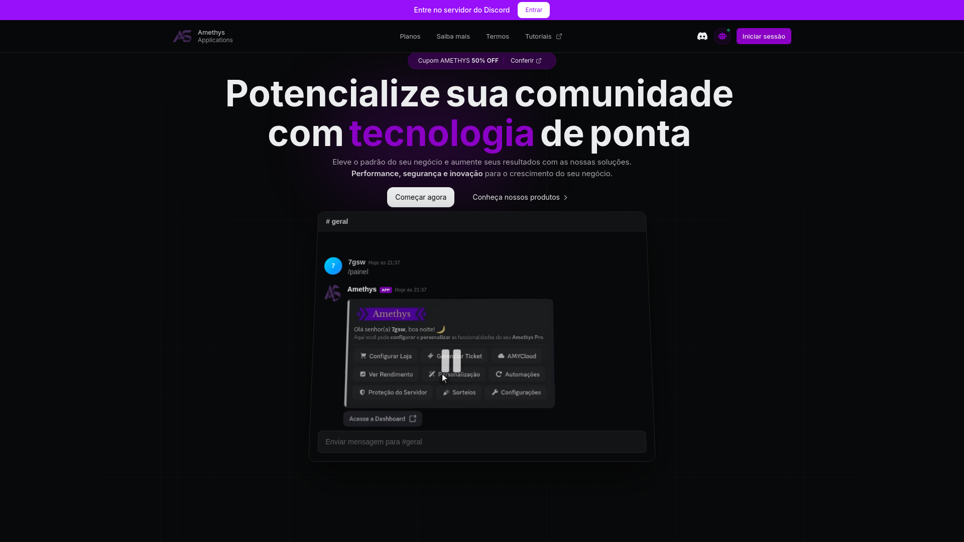 website screenshot of https://amethys.solutions