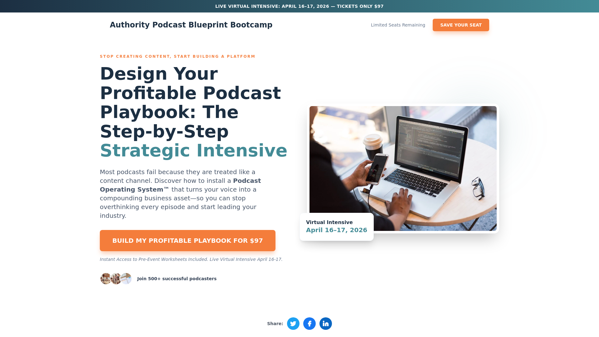 website screenshot of https://authoritypodcastblueprint.com/