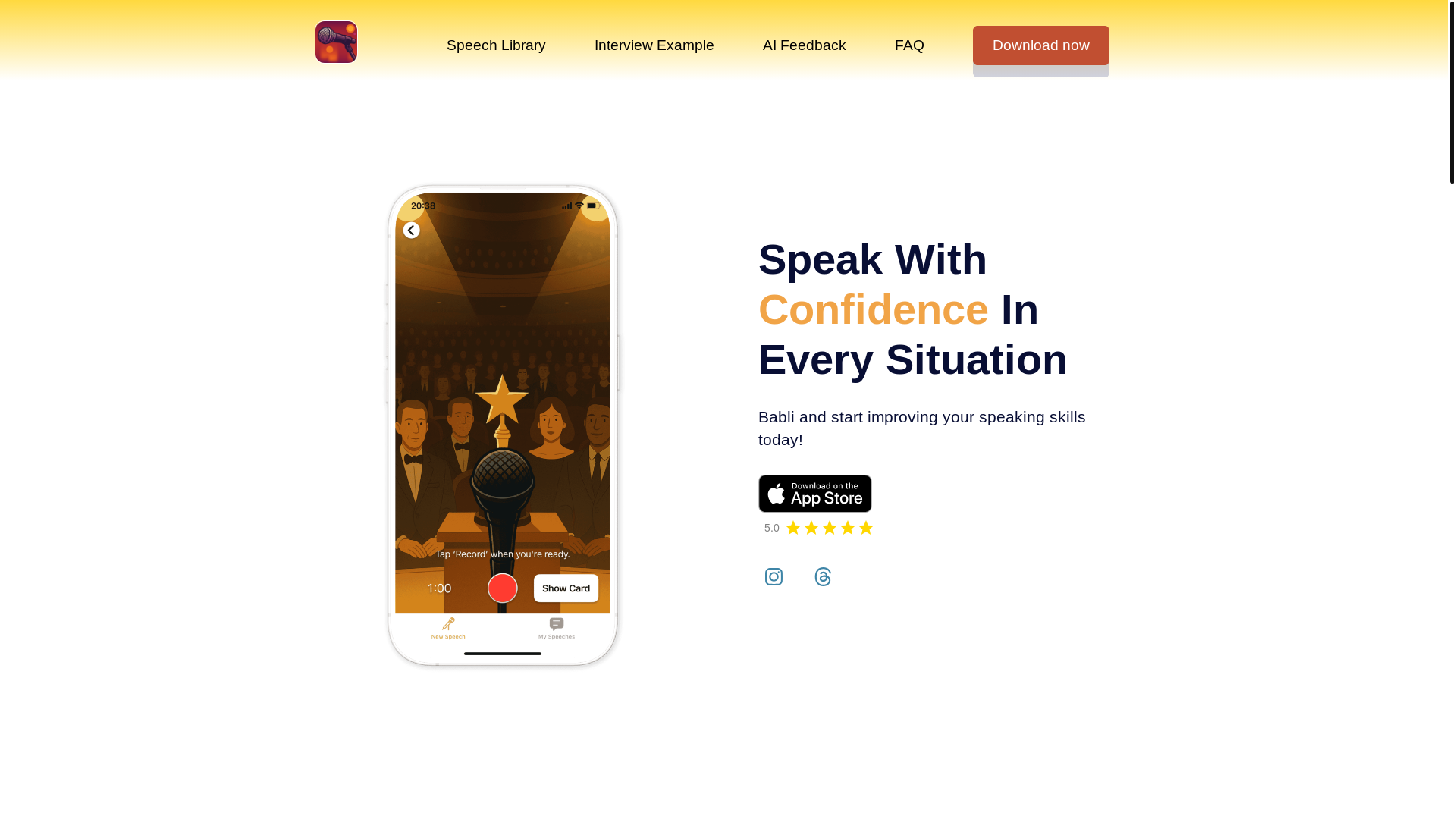 website screenshot of https://publicspeakingcoach.app/
