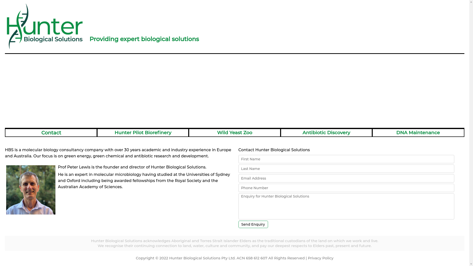 website screenshot of https://hunterbiologicalsolutions.online/