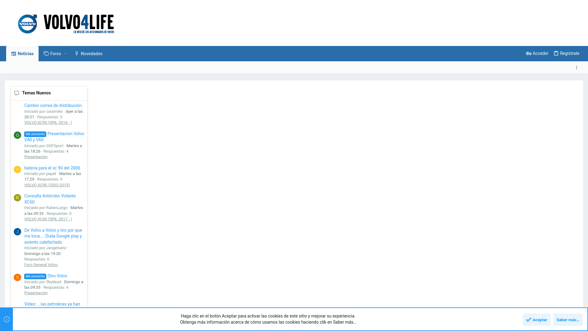 website screenshot of https://volvo4life.es