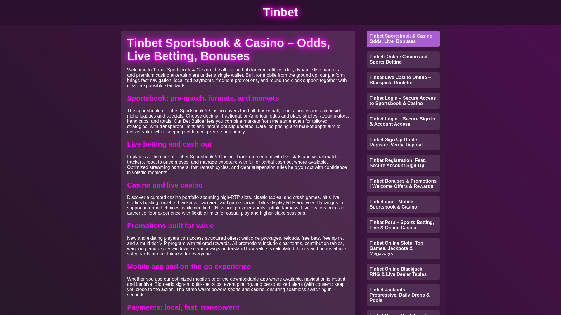 website screenshot of https://tinbetjpe.pages.dev/