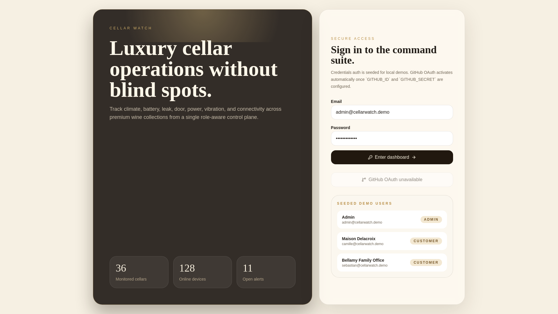 website screenshot of https://cellarwatch.xyz/