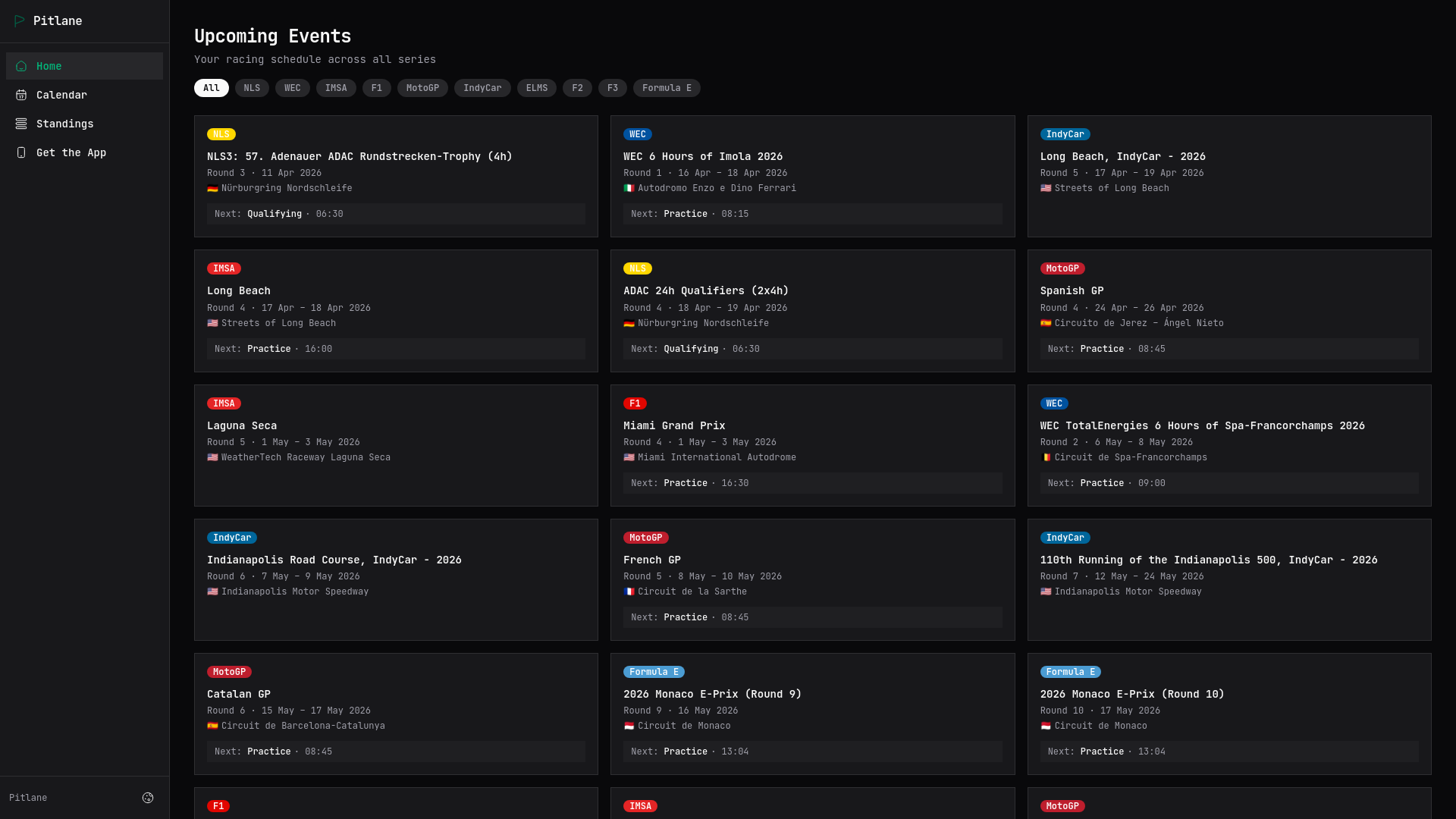 website screenshot of https://mypitlane.app/