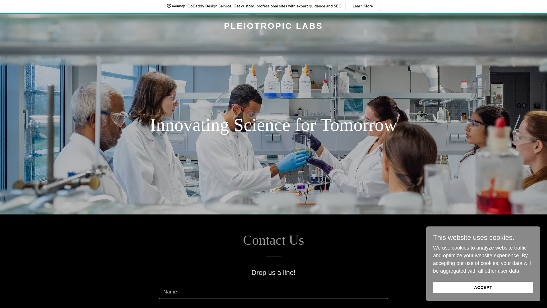 website screenshot of https://pleiotropiclabs.com/