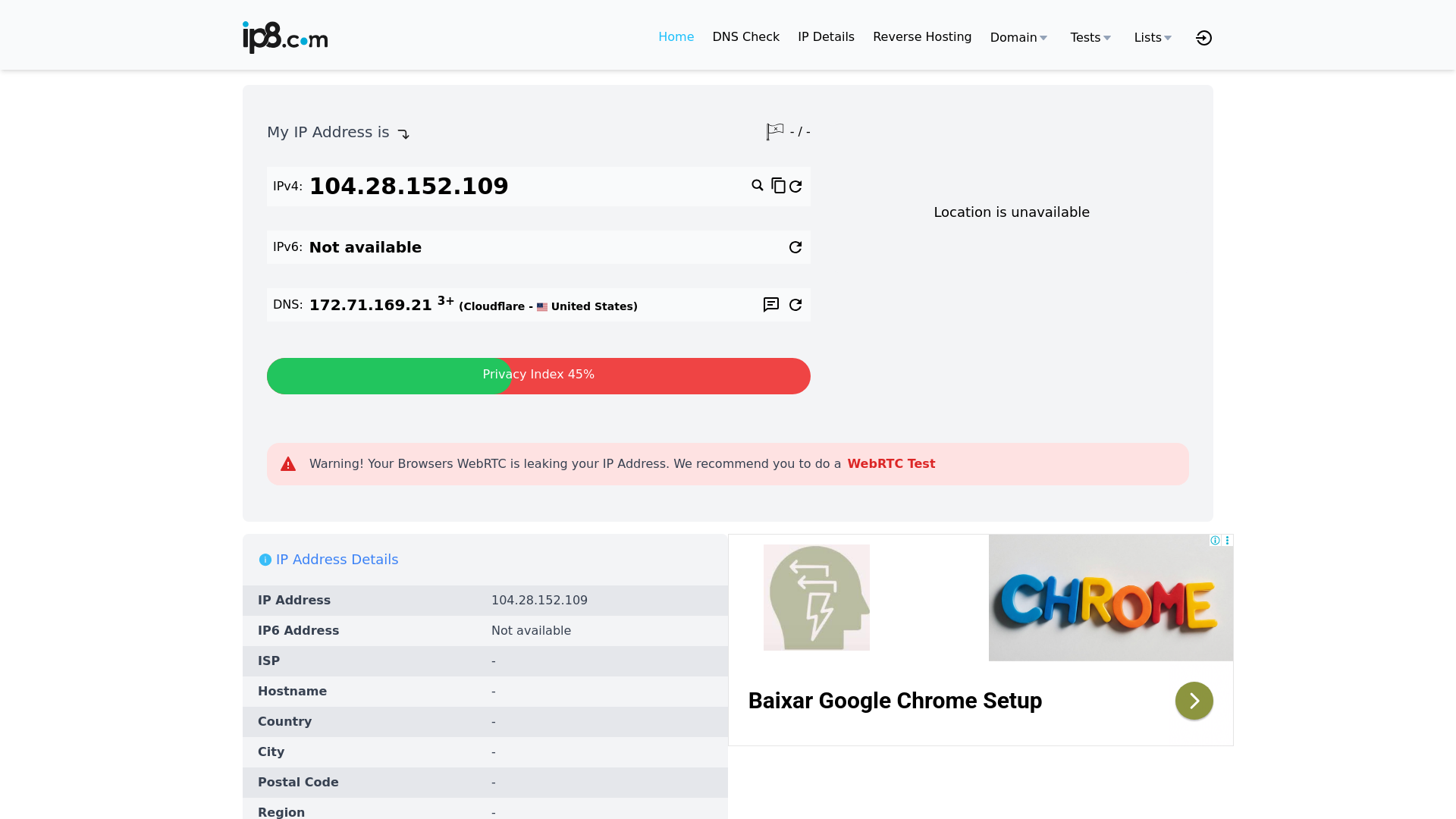 website screenshot of https://ip8.com/
