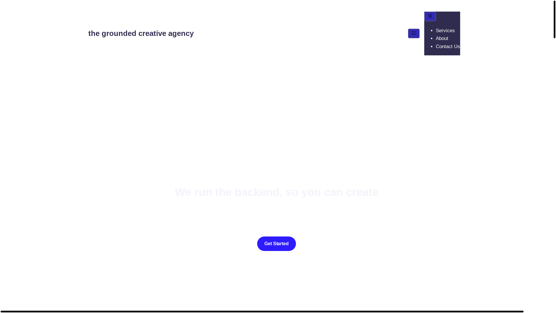 website screenshot of https://thegroundedcreativeagency.org/