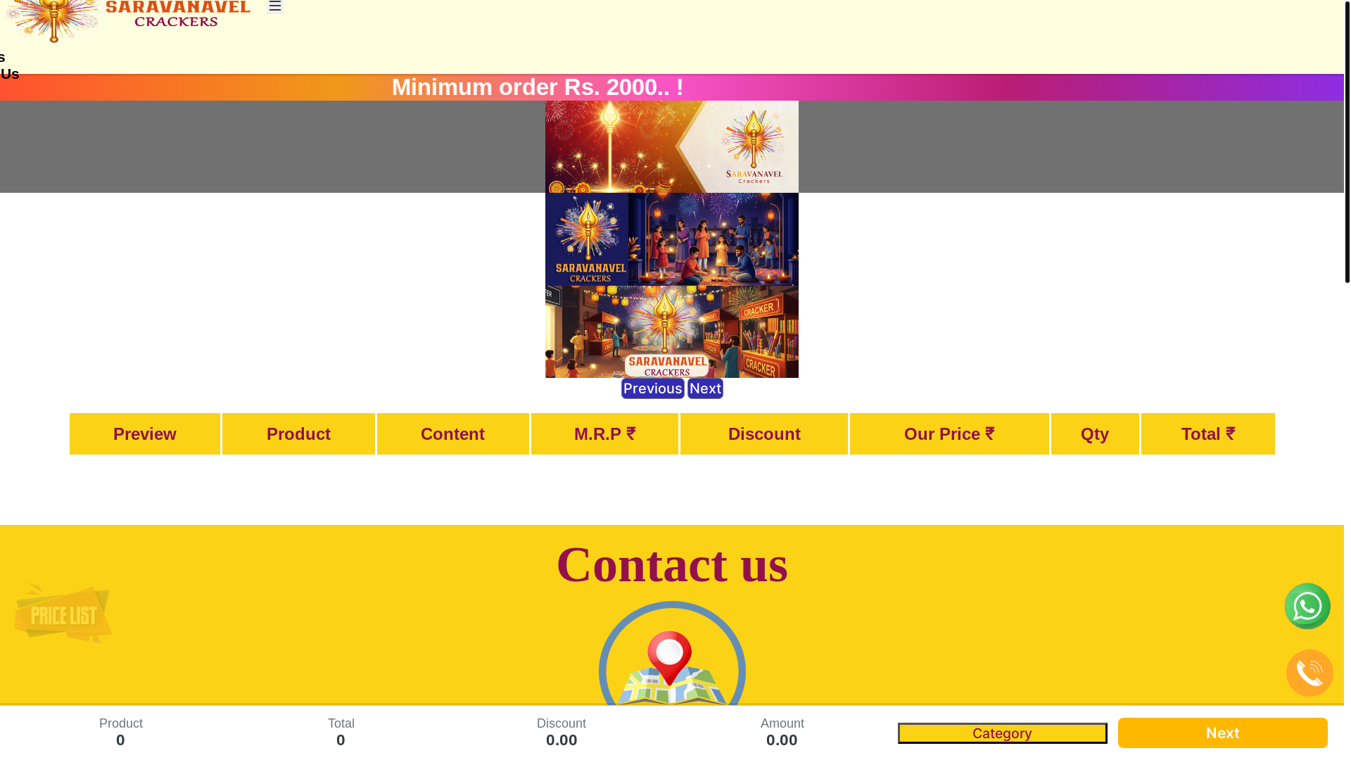 website screenshot of https://saravanavelcrackers.co.in/