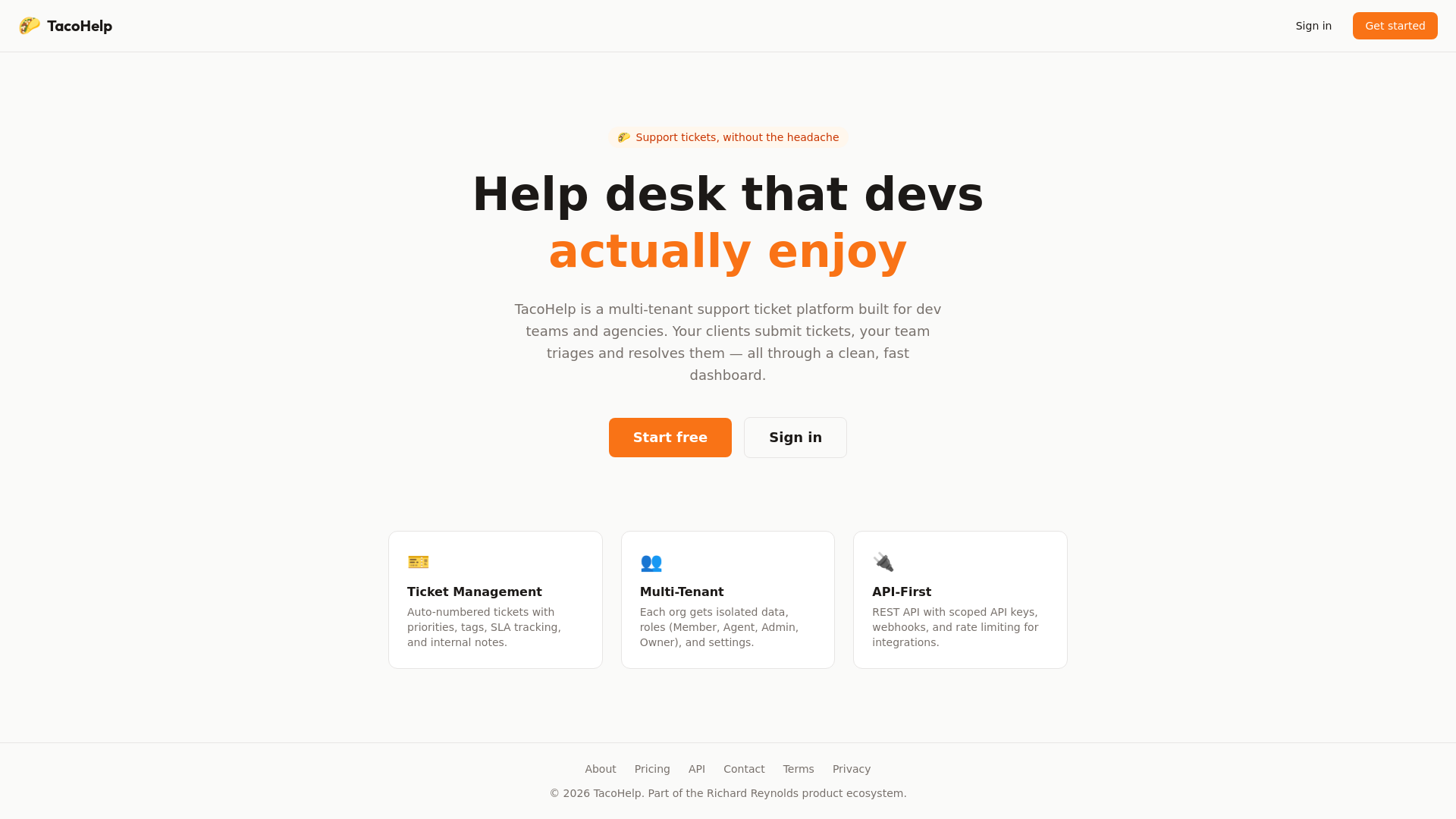 website screenshot of https://tacohelp.com/