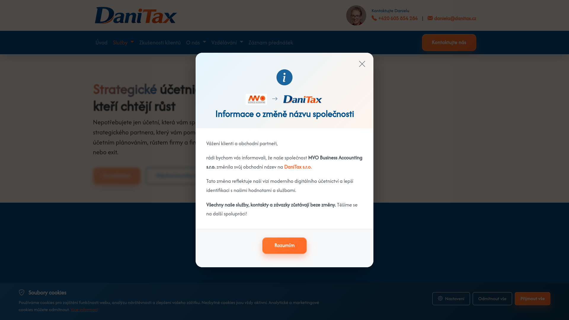 website screenshot of https://danoveoptimalizace.cz/