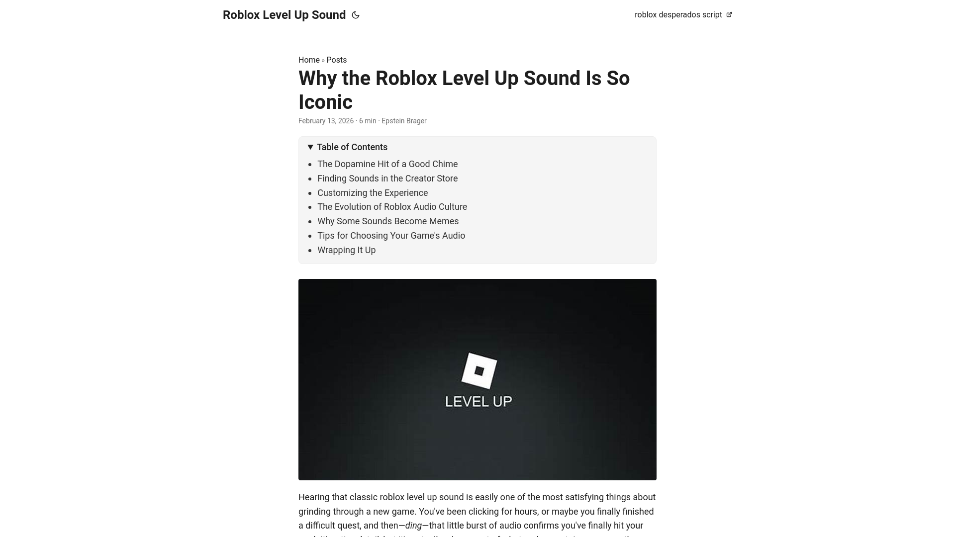 website screenshot of https://roblox-level-up-sound.pages.dev/