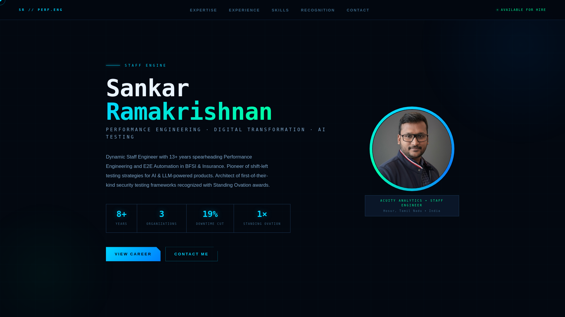 website screenshot of https://sankarramakrishnan.tech/