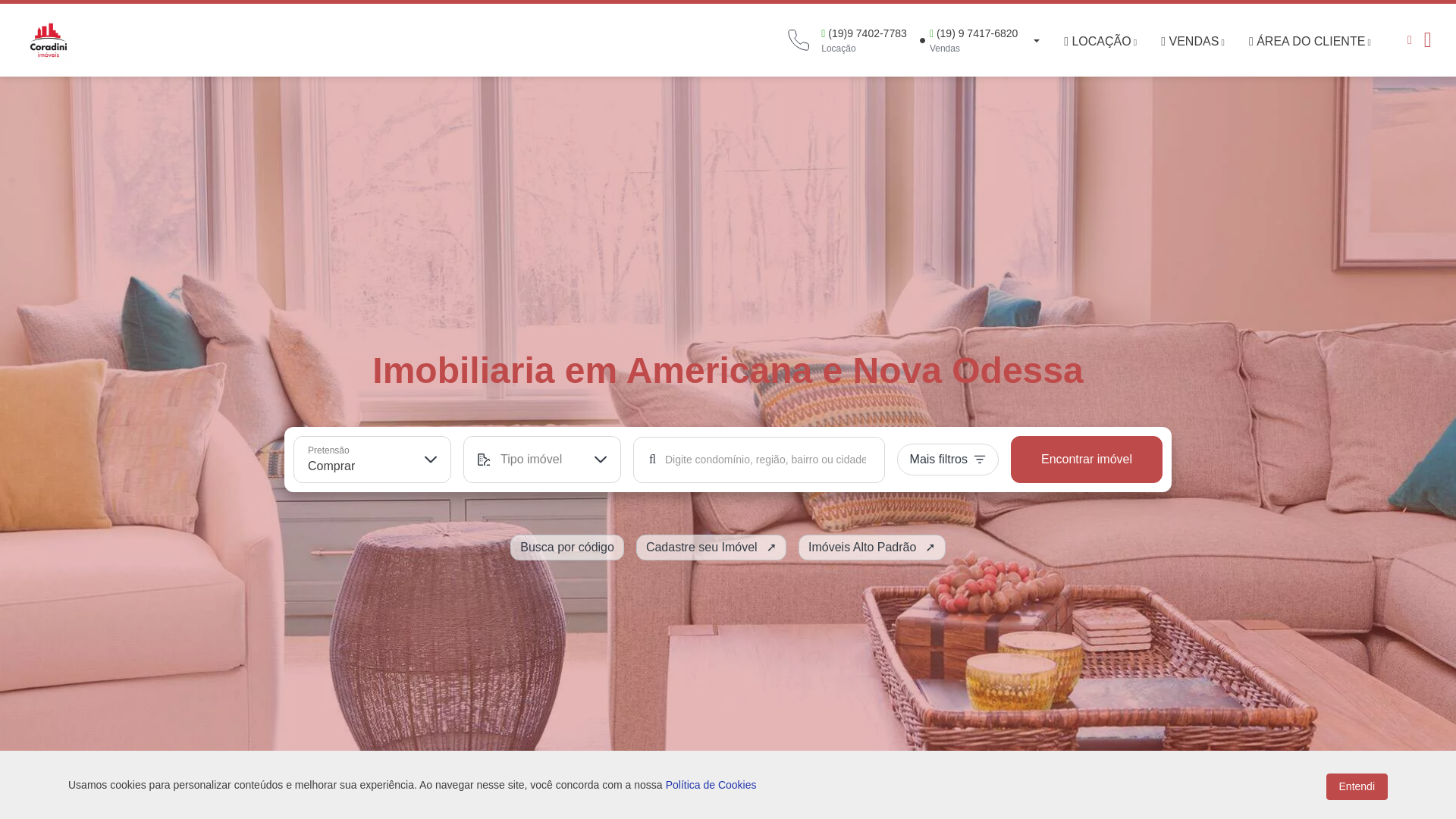 website screenshot of https://www.coradiniimoveis.com.br