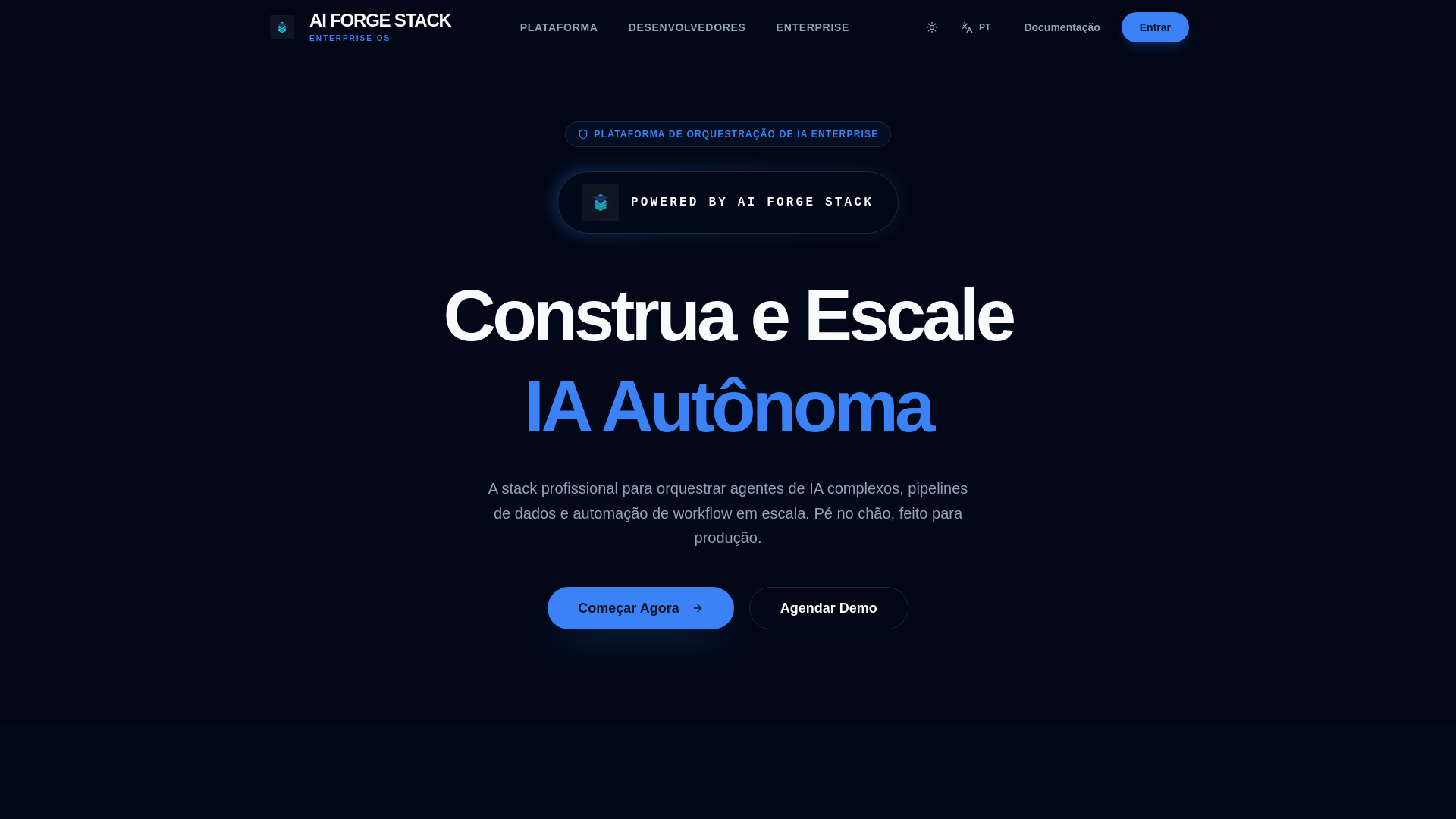 website screenshot of https://aiforgestack.dev/