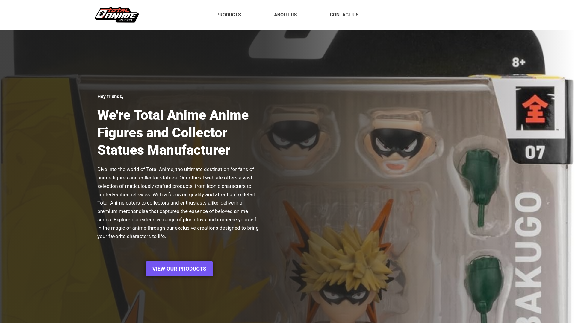 website screenshot of https://thetotalanime.com/