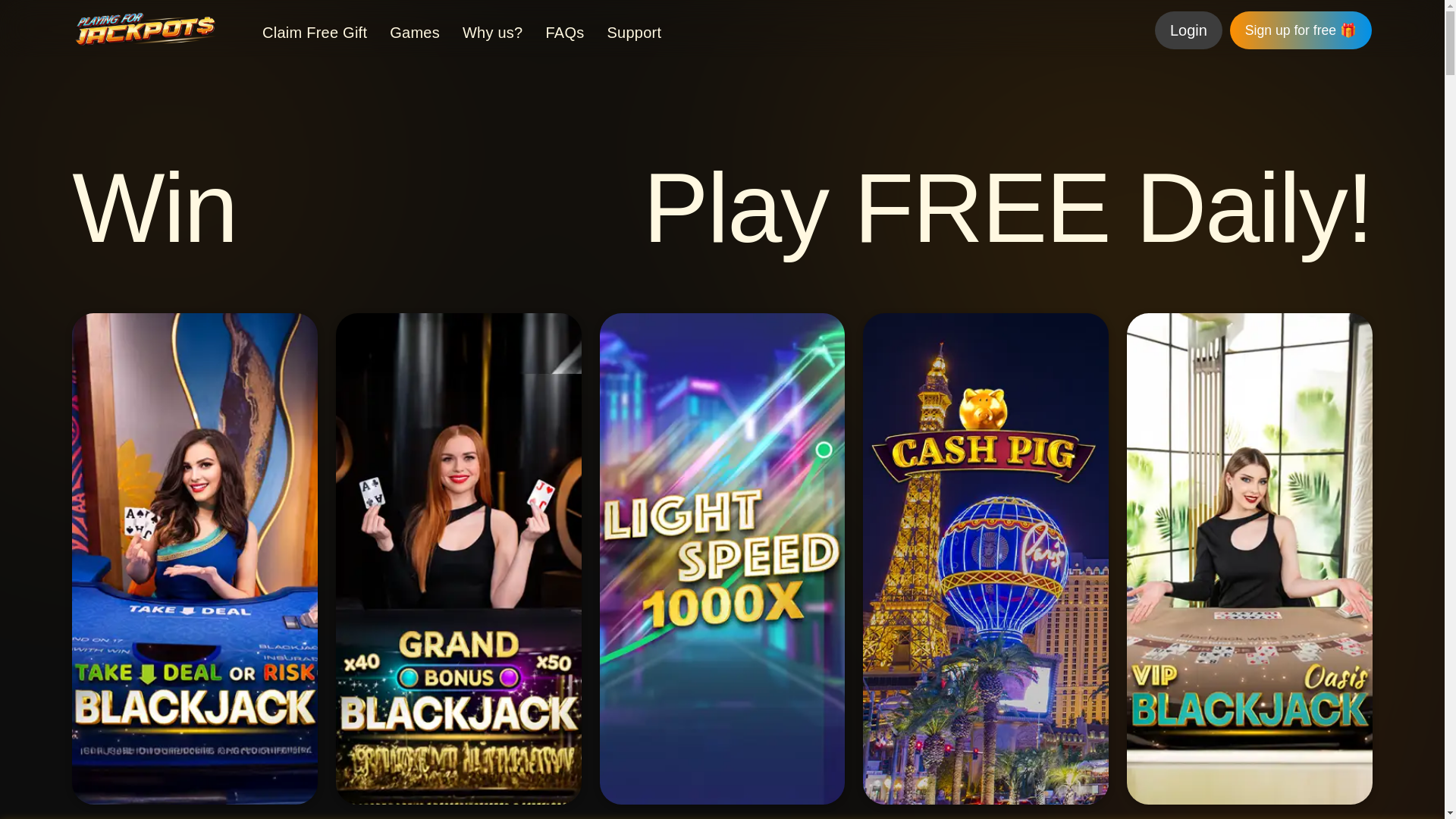 website screenshot of https://playingforjackpots.com/