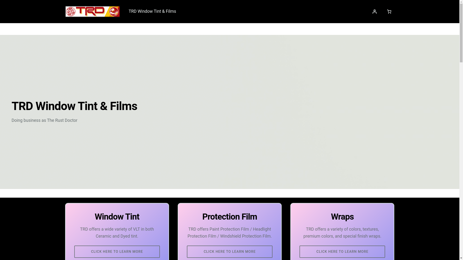 website screenshot of https://trdwindowtintandfilms.com/