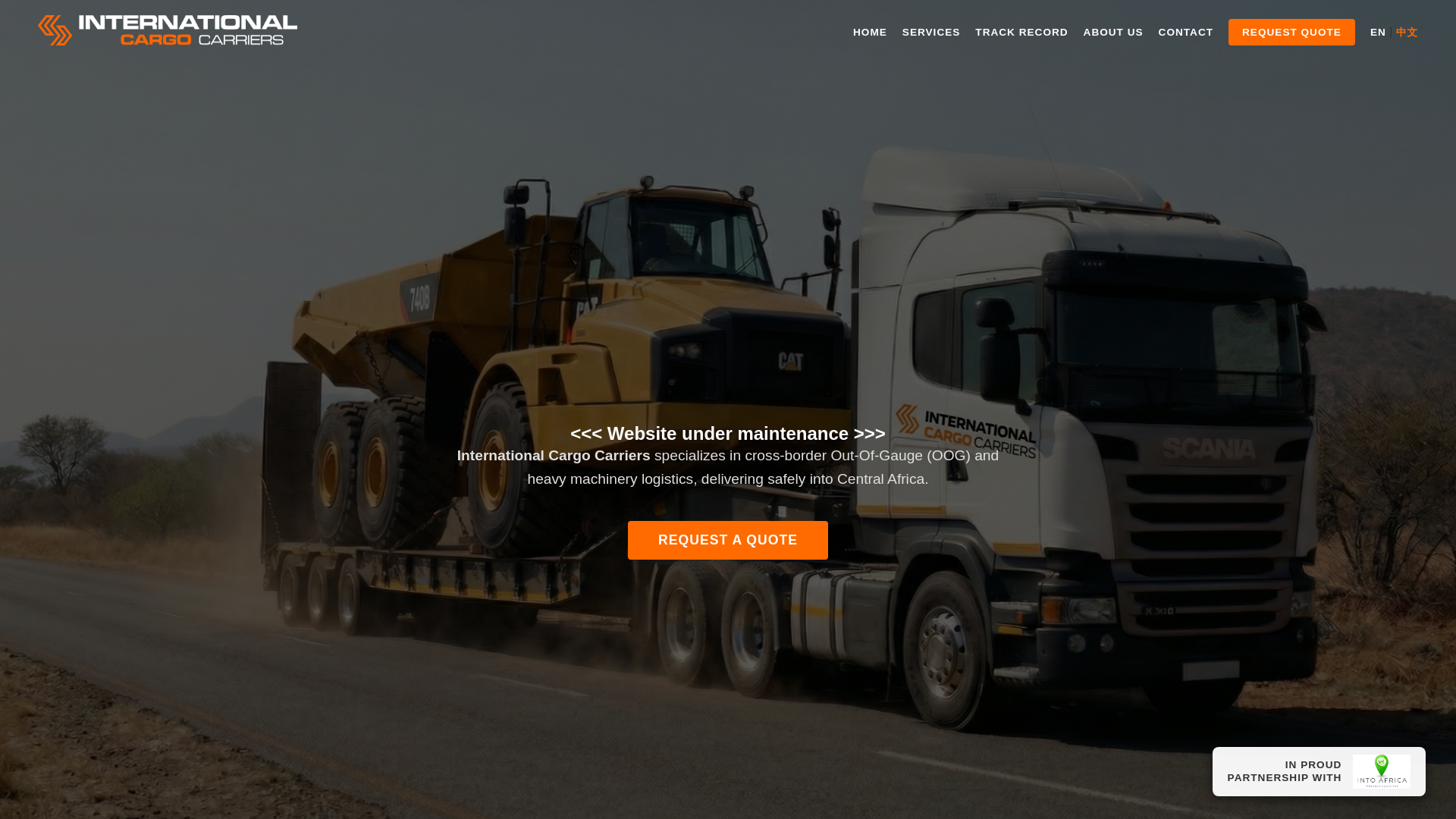 website screenshot of https://internationalcargo.co.za/