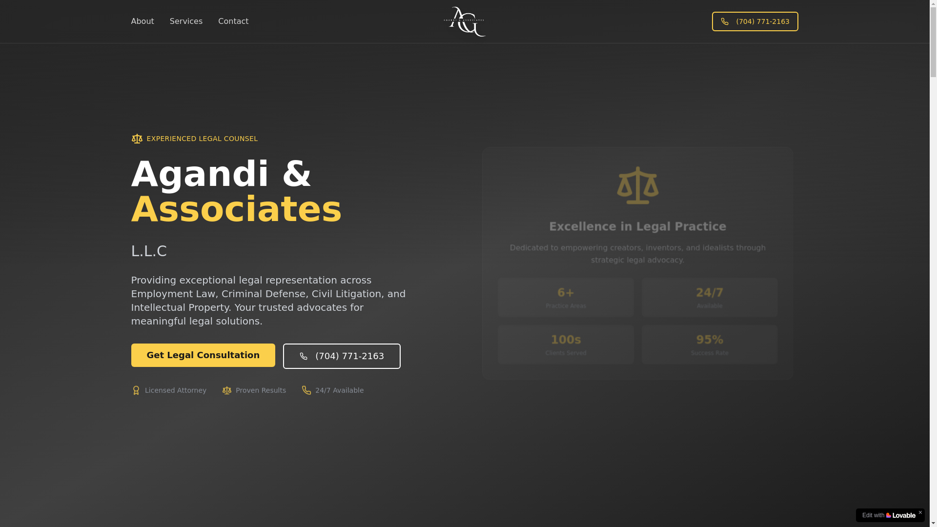 website screenshot of https://agandilaw.com/