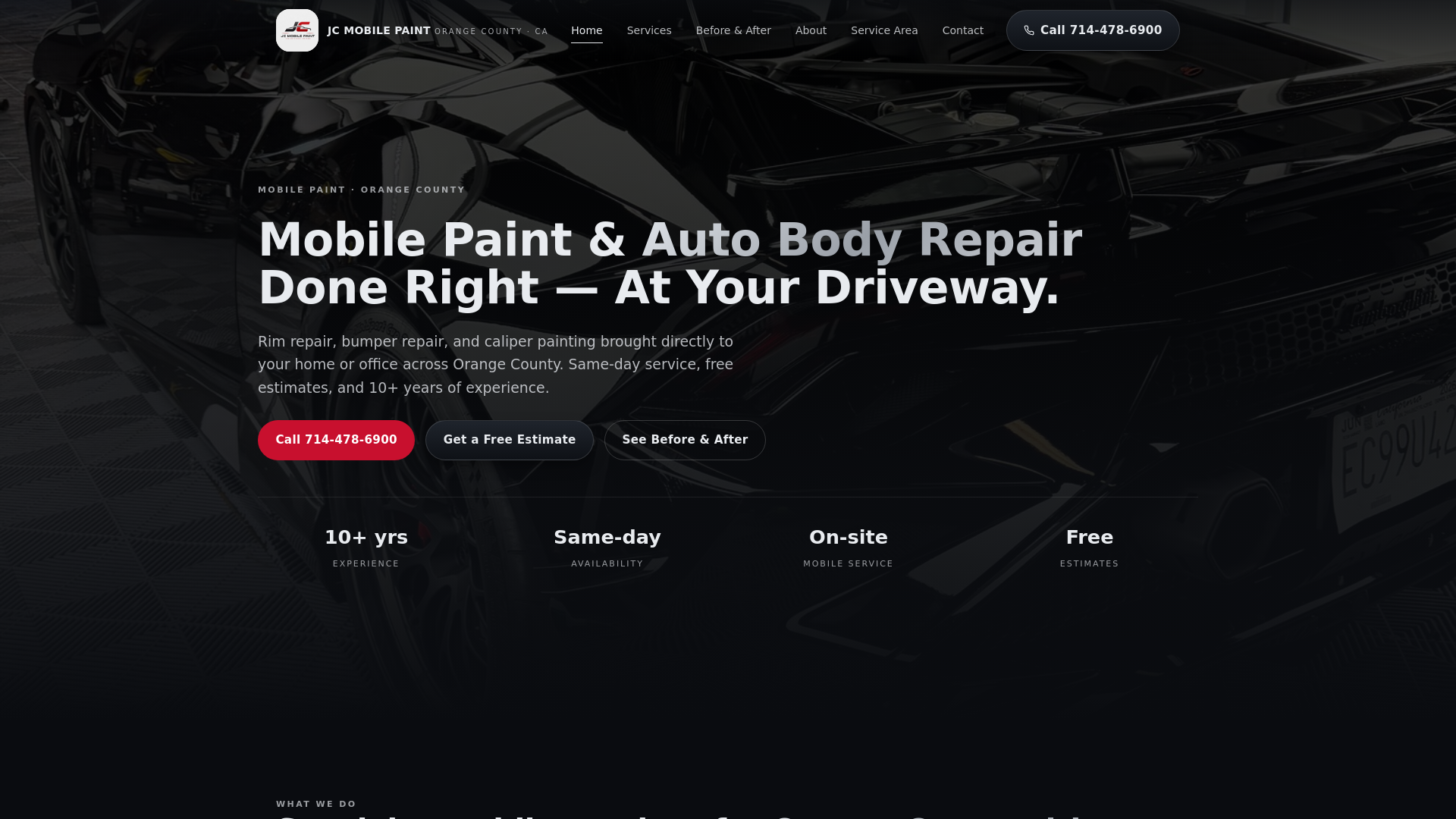 website screenshot of https://jcmobilepaint.com/