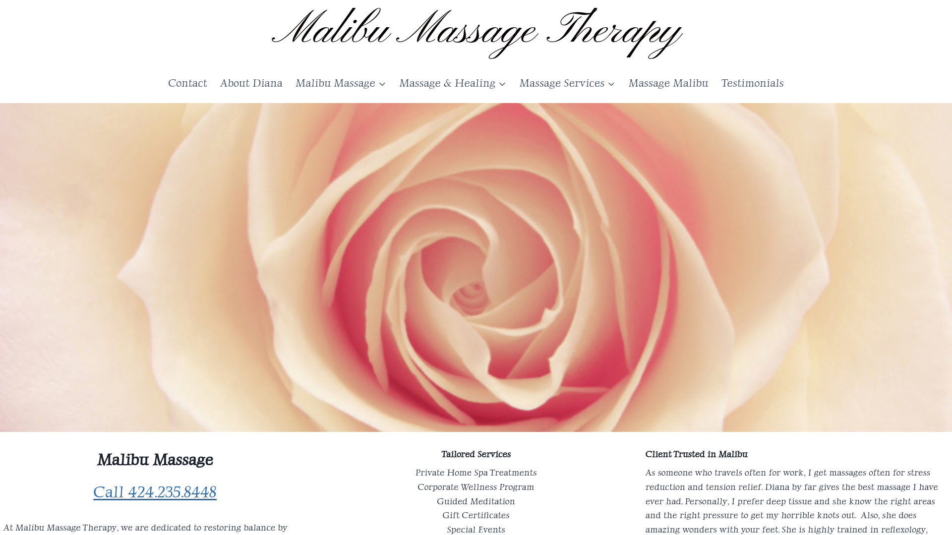 website screenshot of https://malibumassagetherapy.com/