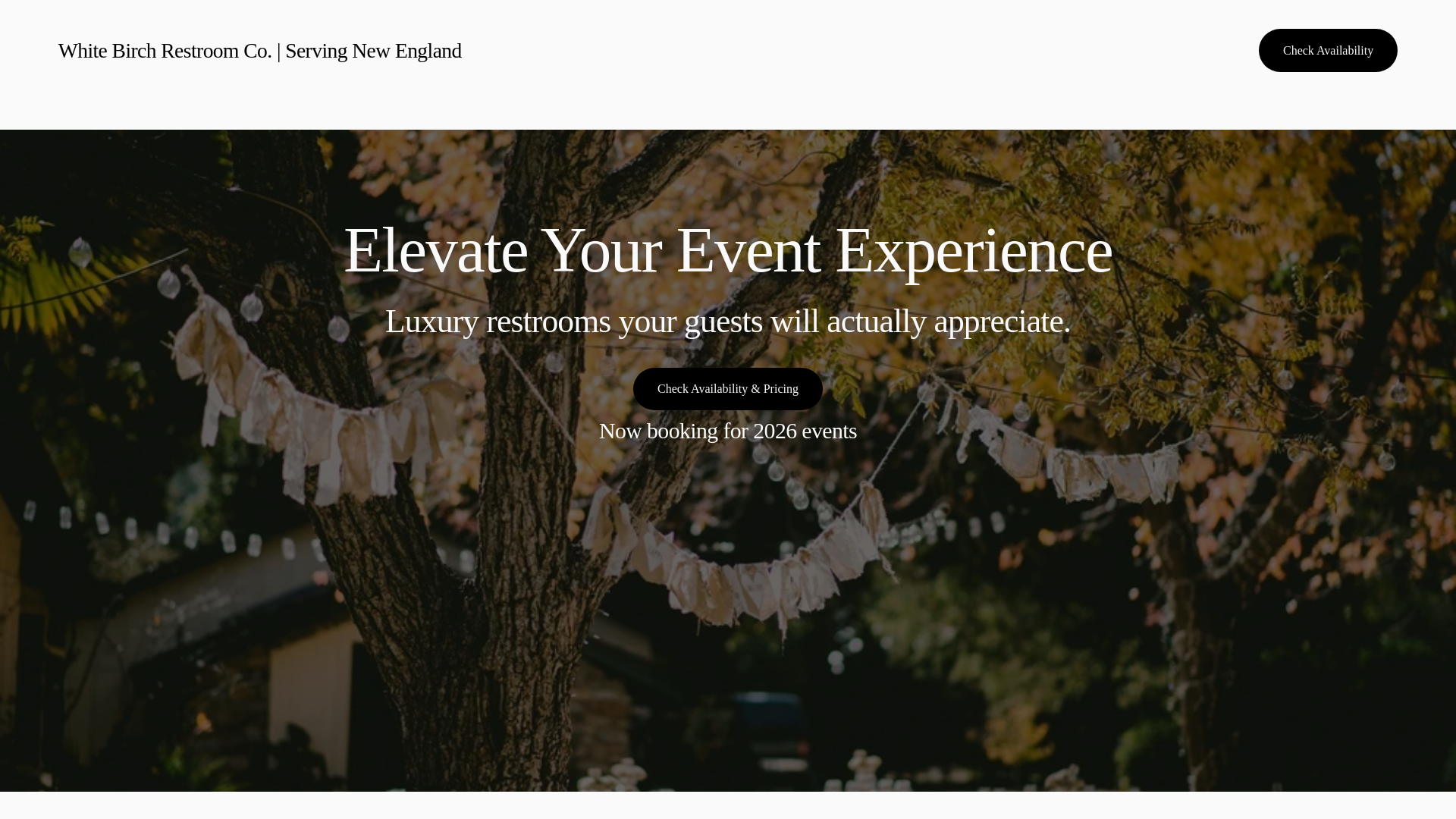 website screenshot of https://whitebirchrestrooms.com
