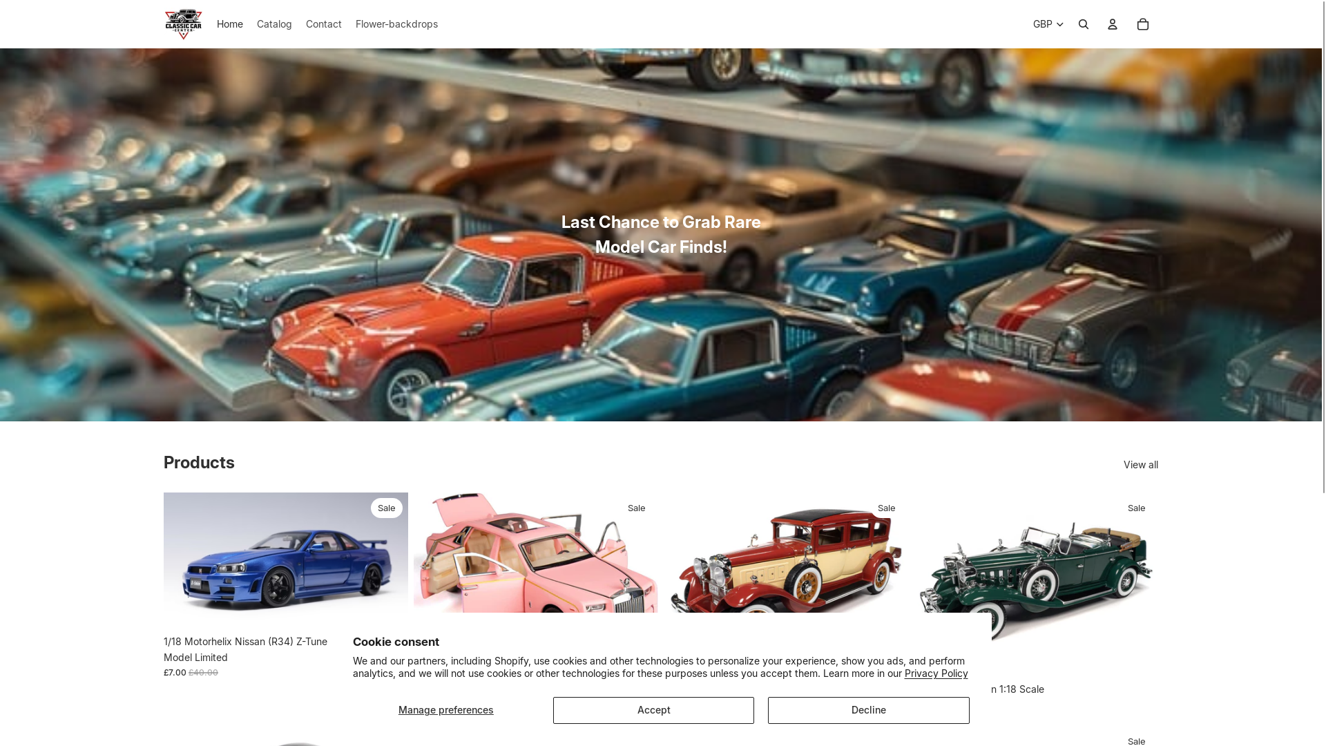 website screenshot of https://vintagemodelcar.store/