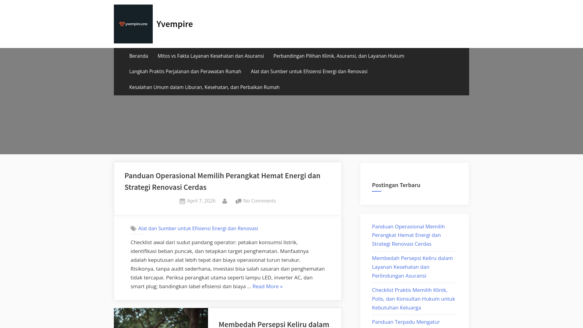 website screenshot of https://yvempire.one/