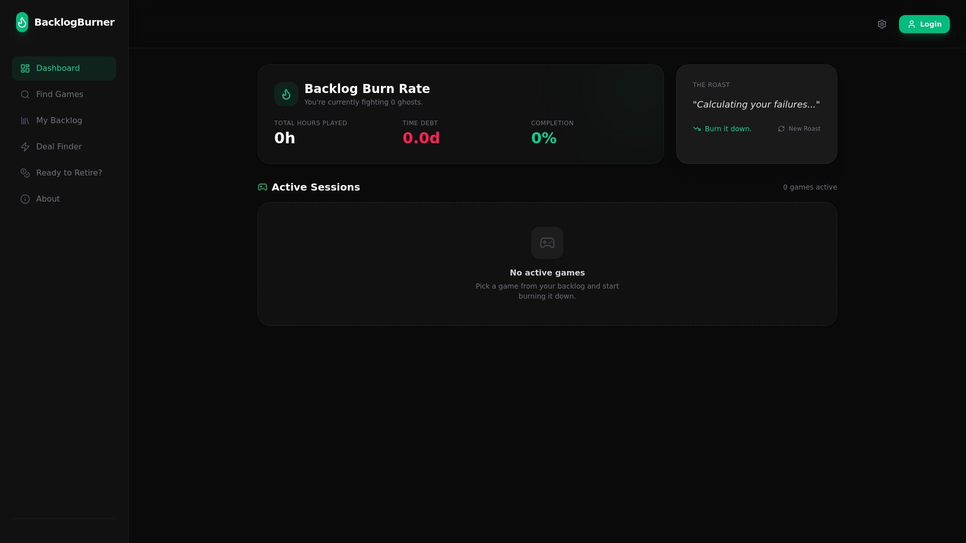 website screenshot of https://backlogburner.pages.dev/