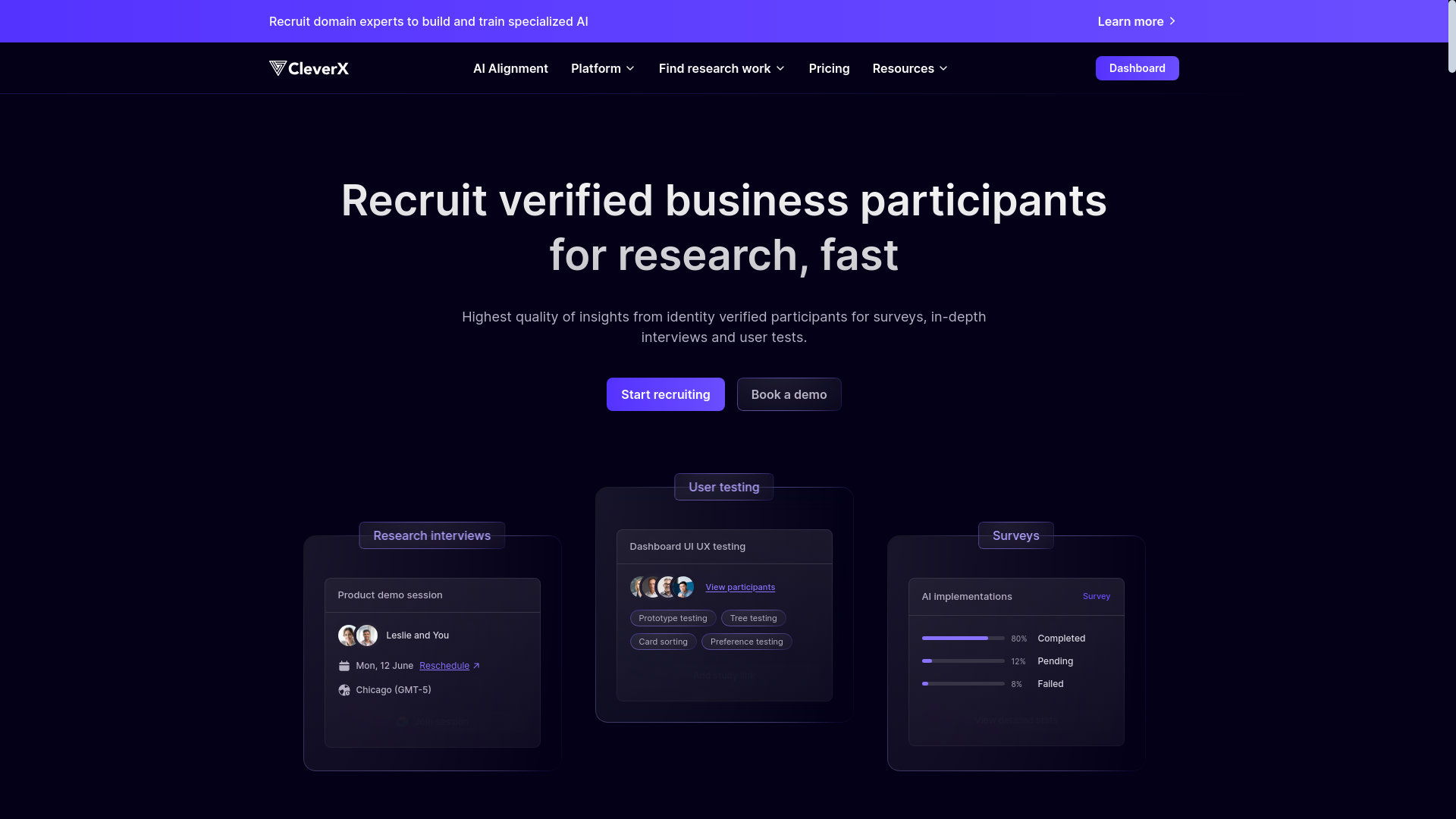 website screenshot of https://cleverx-frontend.pages.dev/