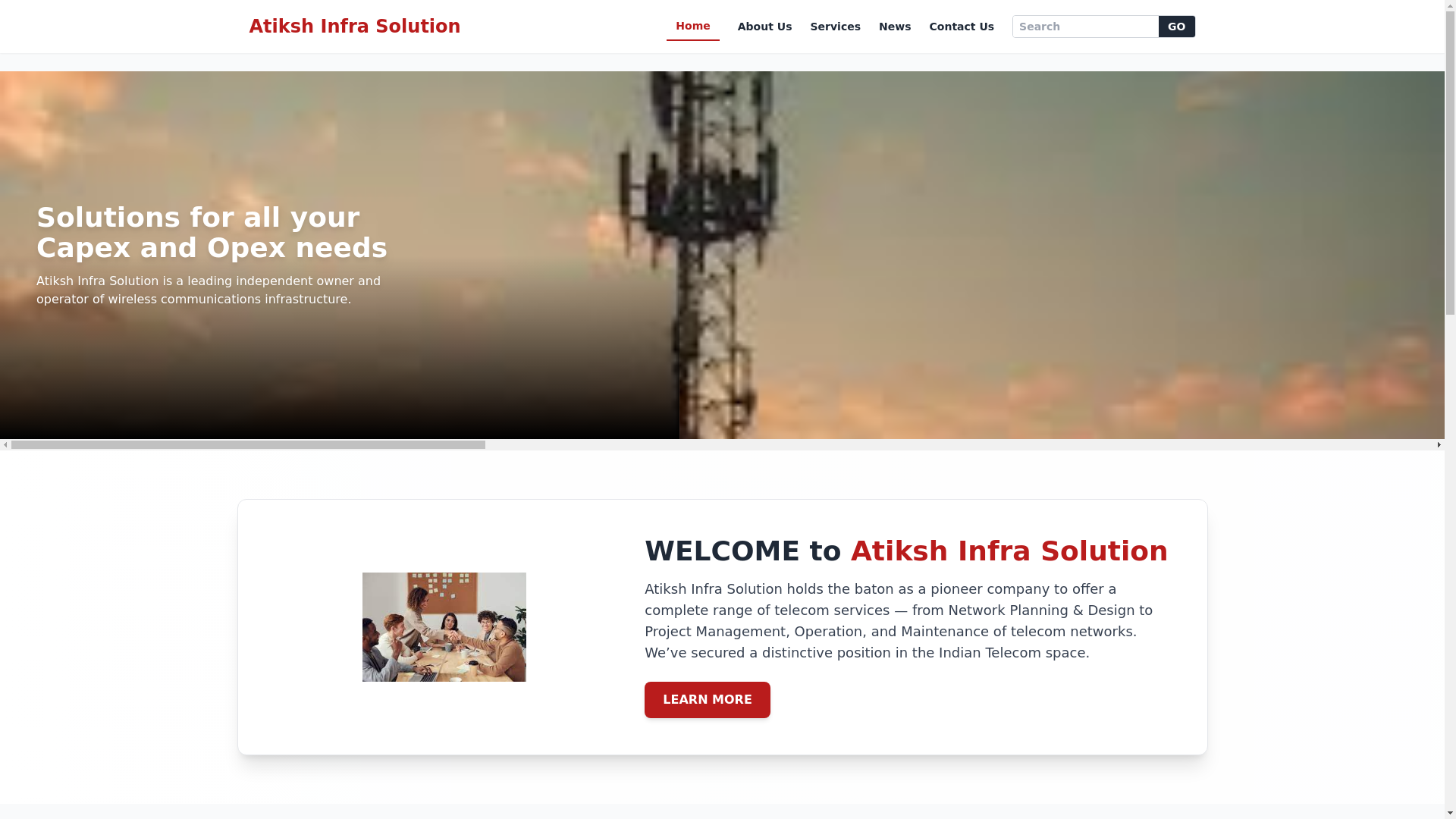 website screenshot of https://atikshinfrasolution.in/