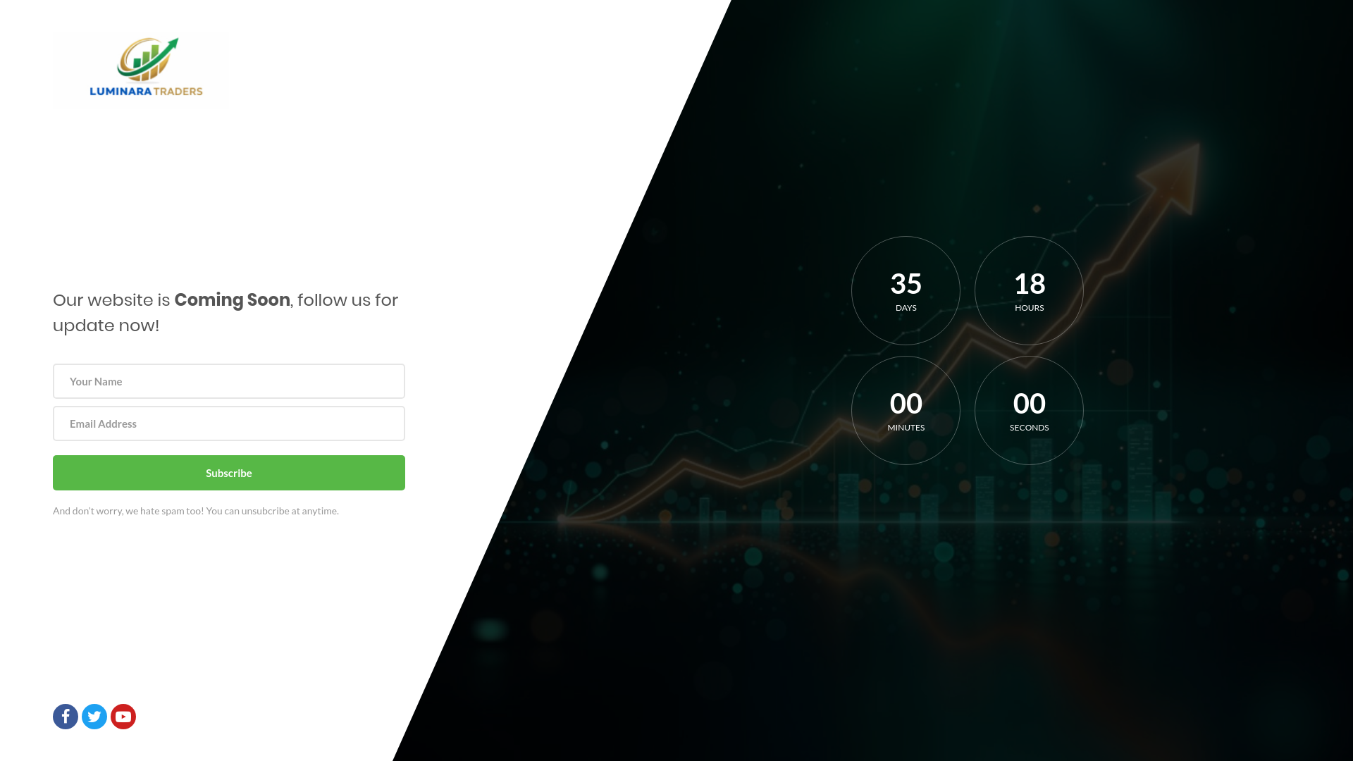 website screenshot of https://luminaratraders.com/