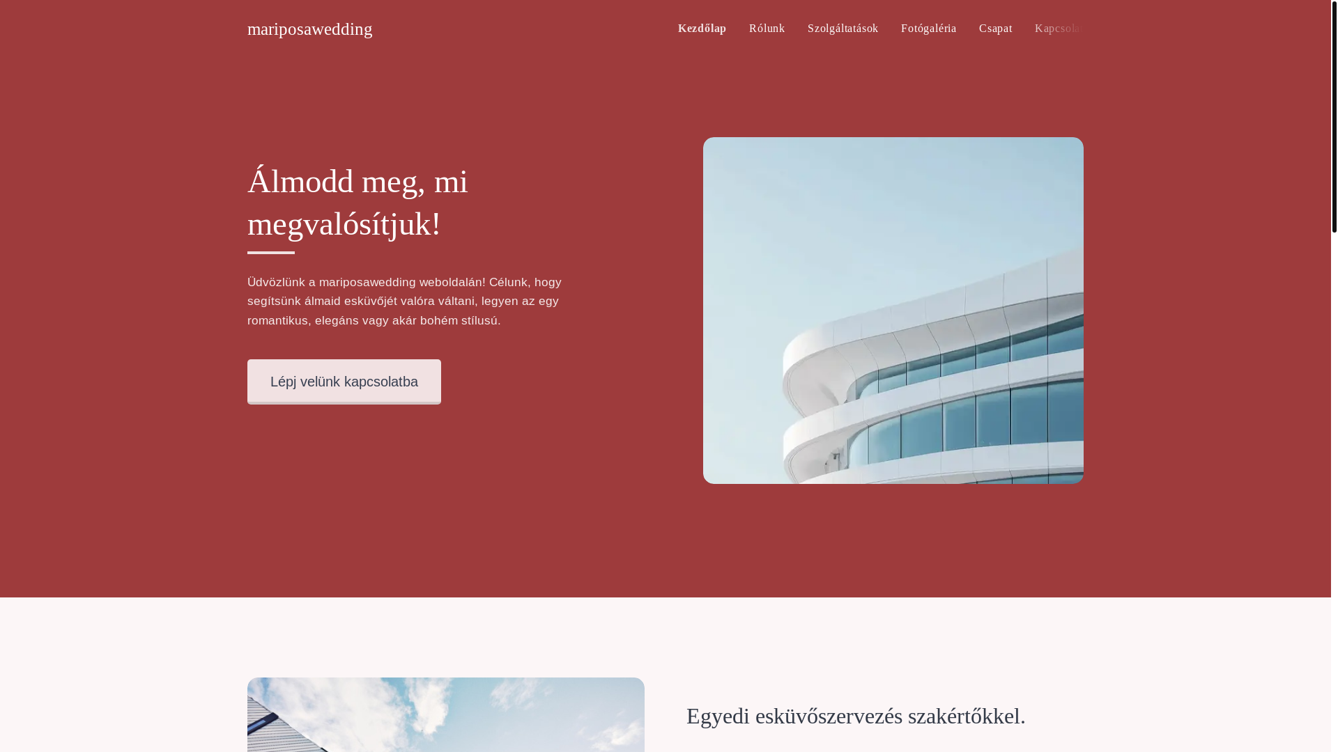 website screenshot of https://mariposawedding.hu/