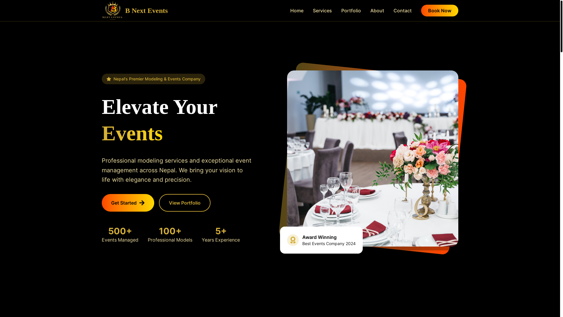 website screenshot of https://bnexteventsnepal.com.np/