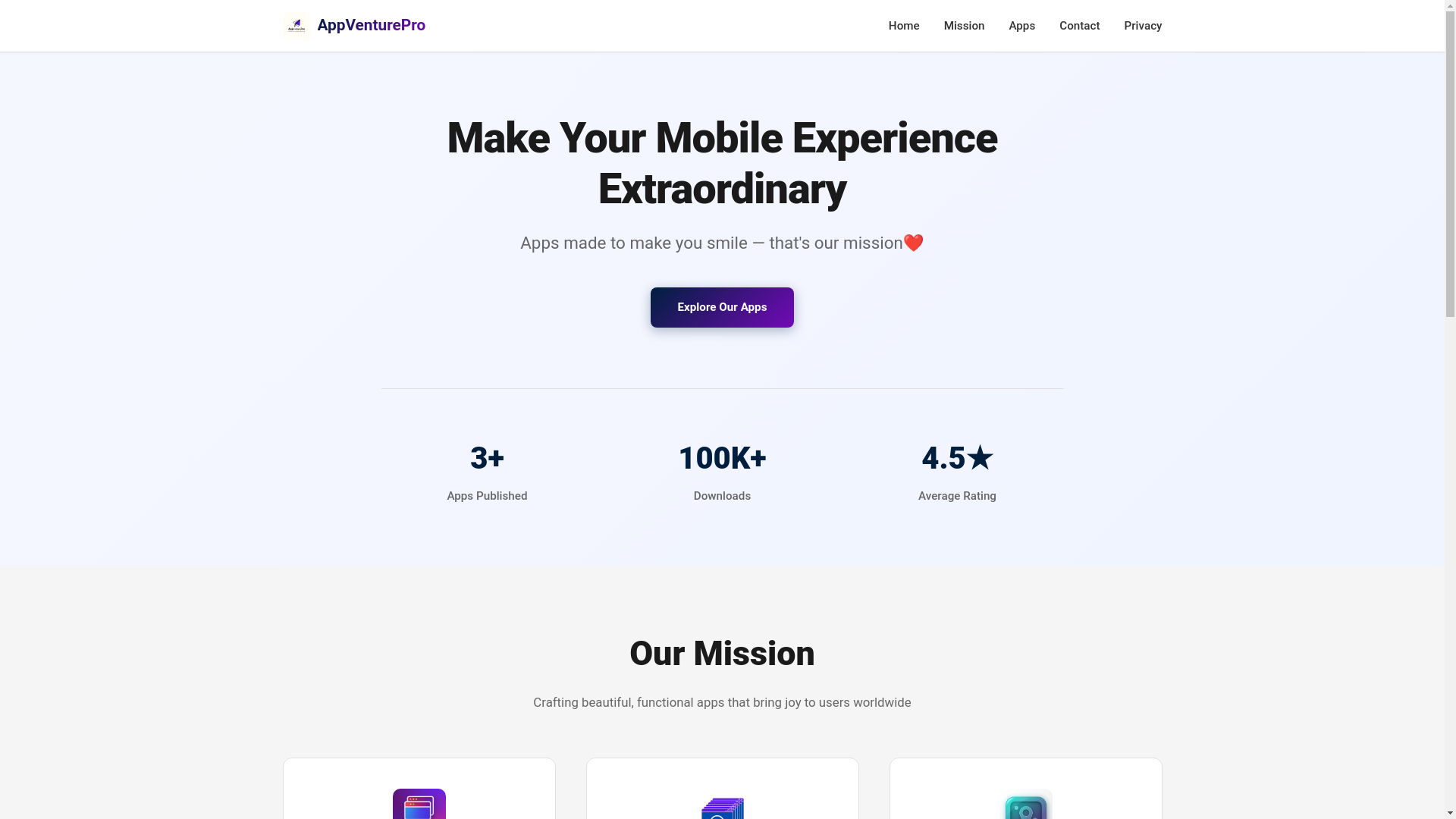 website screenshot of https://appventurepro.pages.dev/