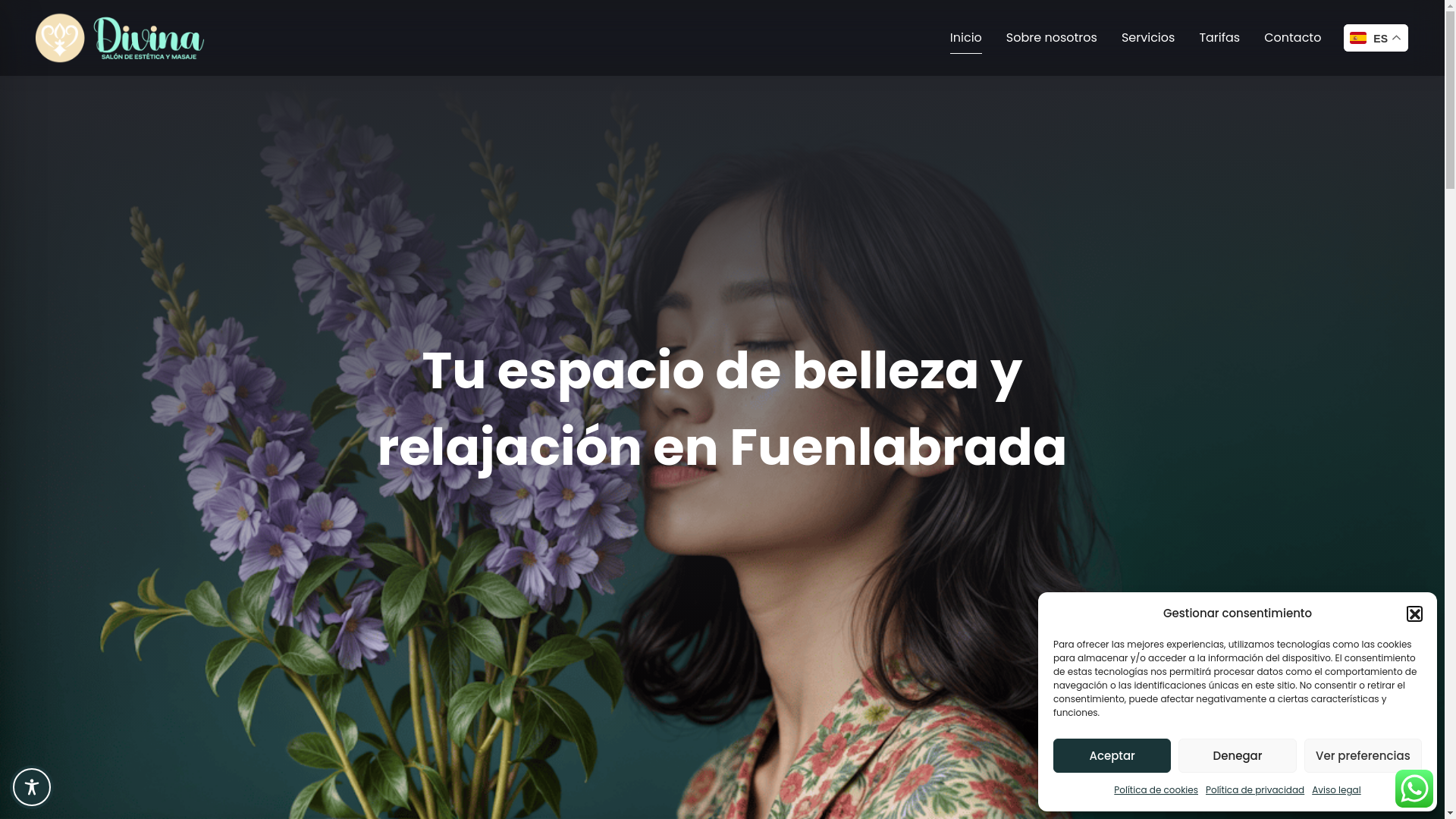 website screenshot of https://salondeesteticaymasajesdivina.com/